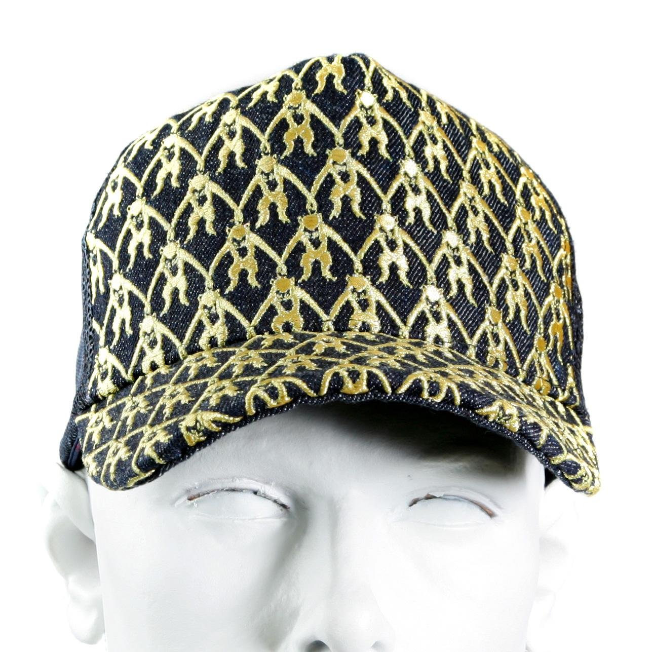 RMC JEANS MENS BLACK MESH GOLD LOGO EMBROIDERED CAP REDM9097