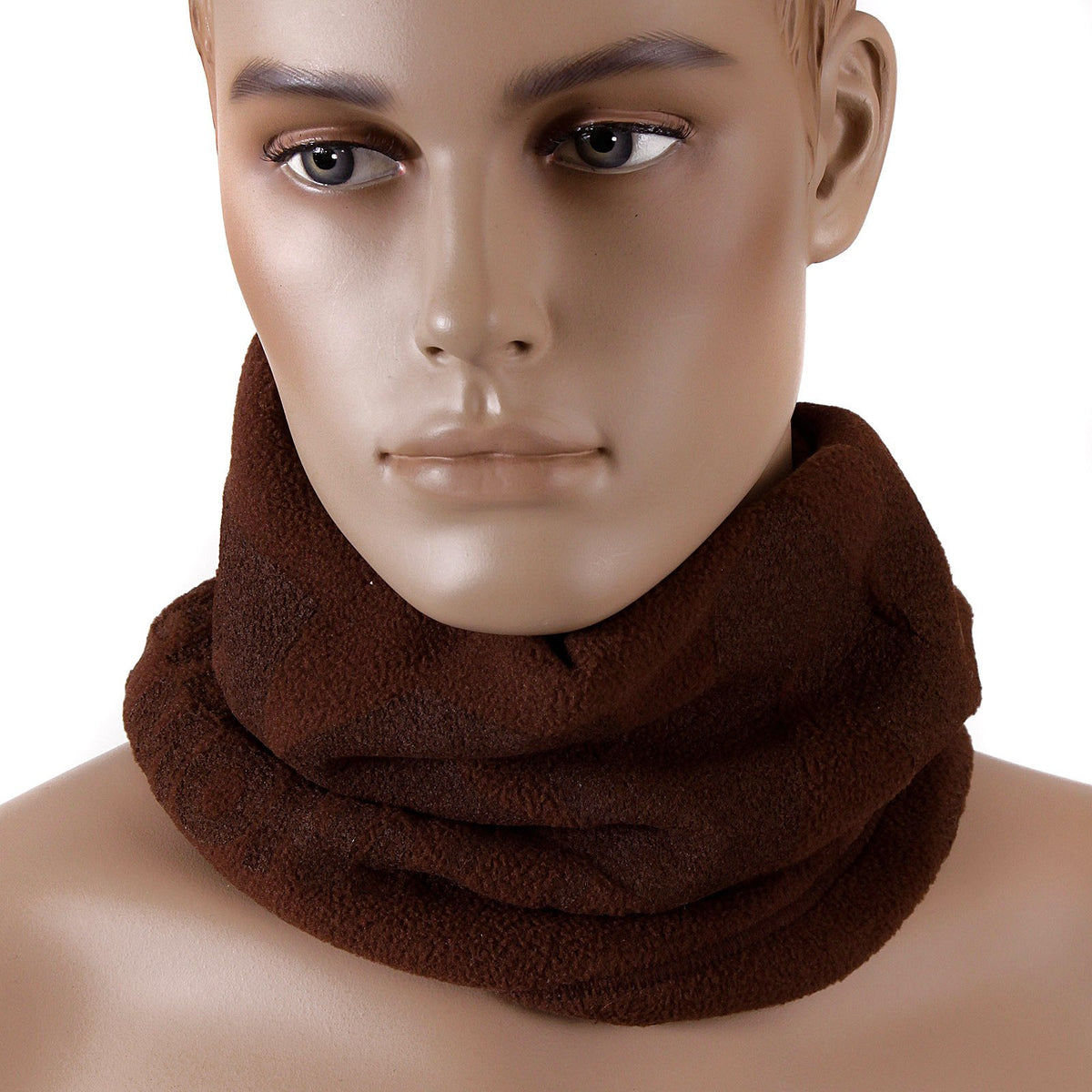 RMC JEANS TSUNAMI WAVE EMBROIDERED REVERSIBLE BROWN FLEECE NECK WARMER SNOOD REDM5501