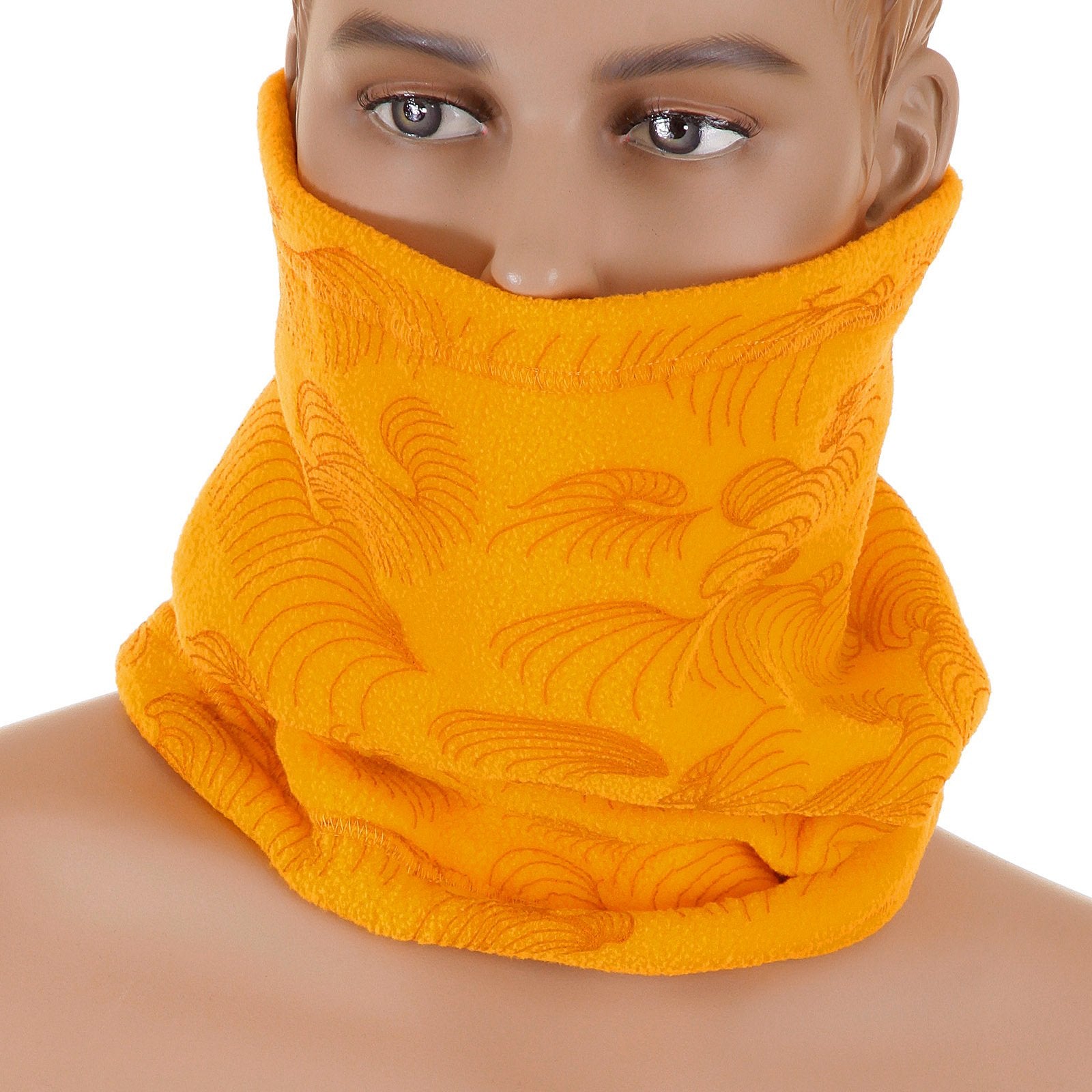 RMC JEANS TSUNAMI WAVE EMBROIDERED REVERSIBLE YELLOW FLEECE NECK WARMER SNOOD REDM5503