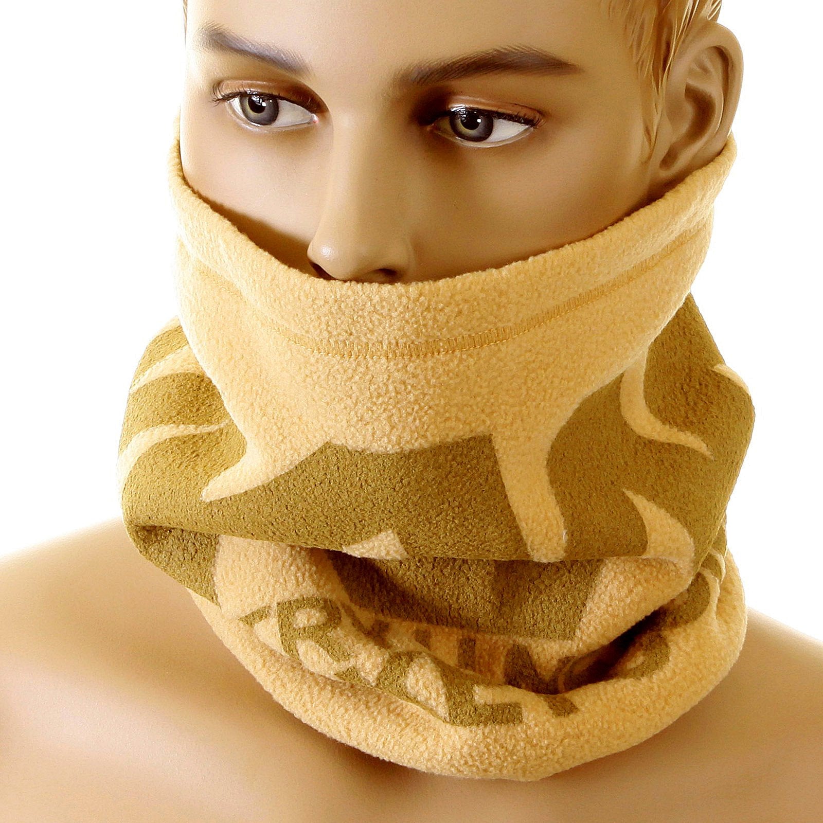 RMC JEANS TSUNAMI WAVE EMBROIDERED REVERSIBLE LATTE FLEECE NECK WARMER SNOOD REDM5506