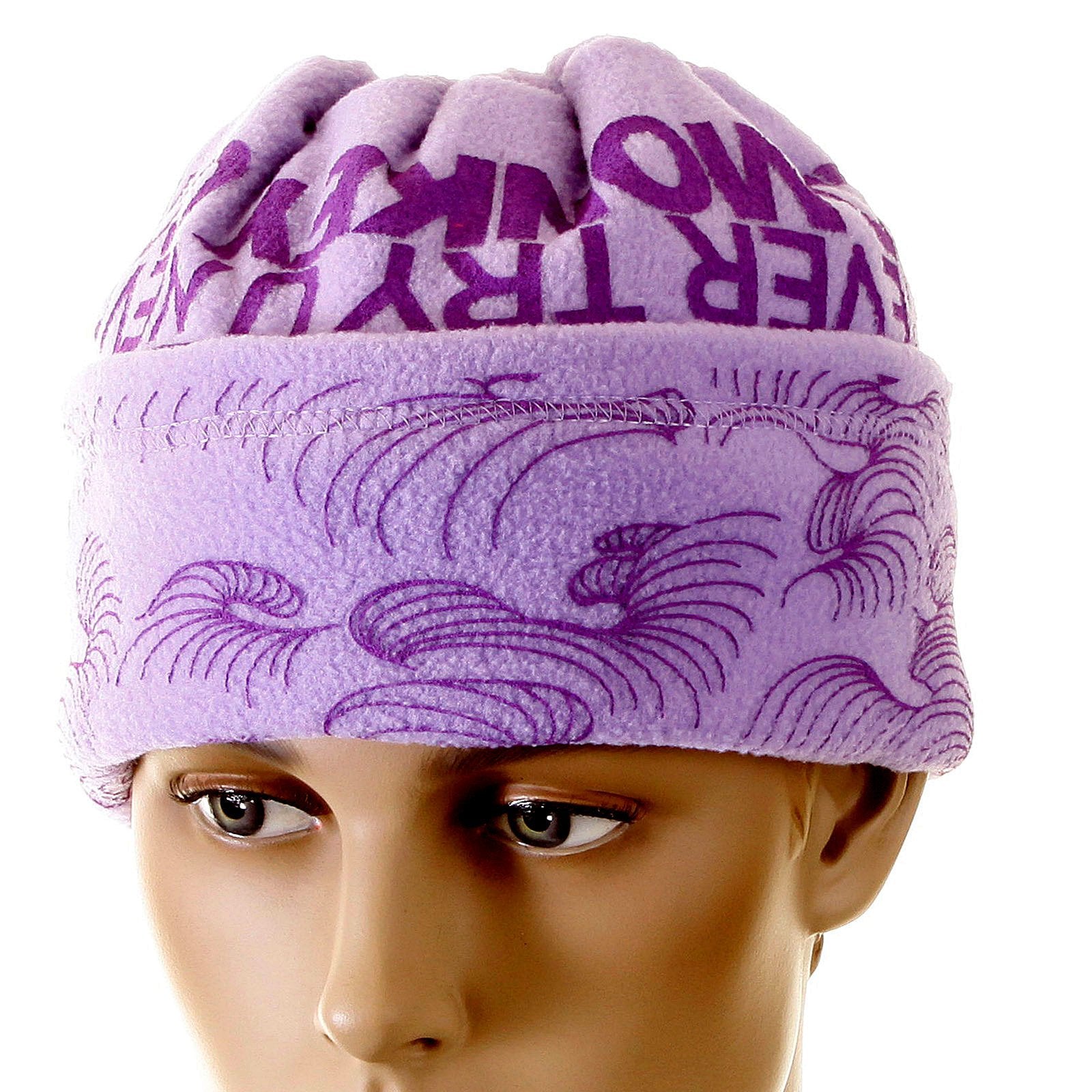 RMC JEANS TSUNAMI WAVE EMBROIDERED LIGHT LILAC PURPLE NECK WARMER SNOOD SCARF WITH TOGGLE AND PULL CORD REDM5509