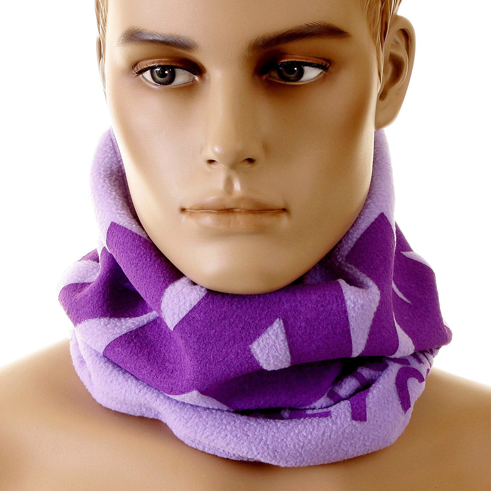 RMC JEANS TSUNAMI WAVE EMBROIDERED LIGHT LILAC PURPLE NECK WARMER SNOOD SCARF WITH TOGGLE AND PULL CORD REDM5509