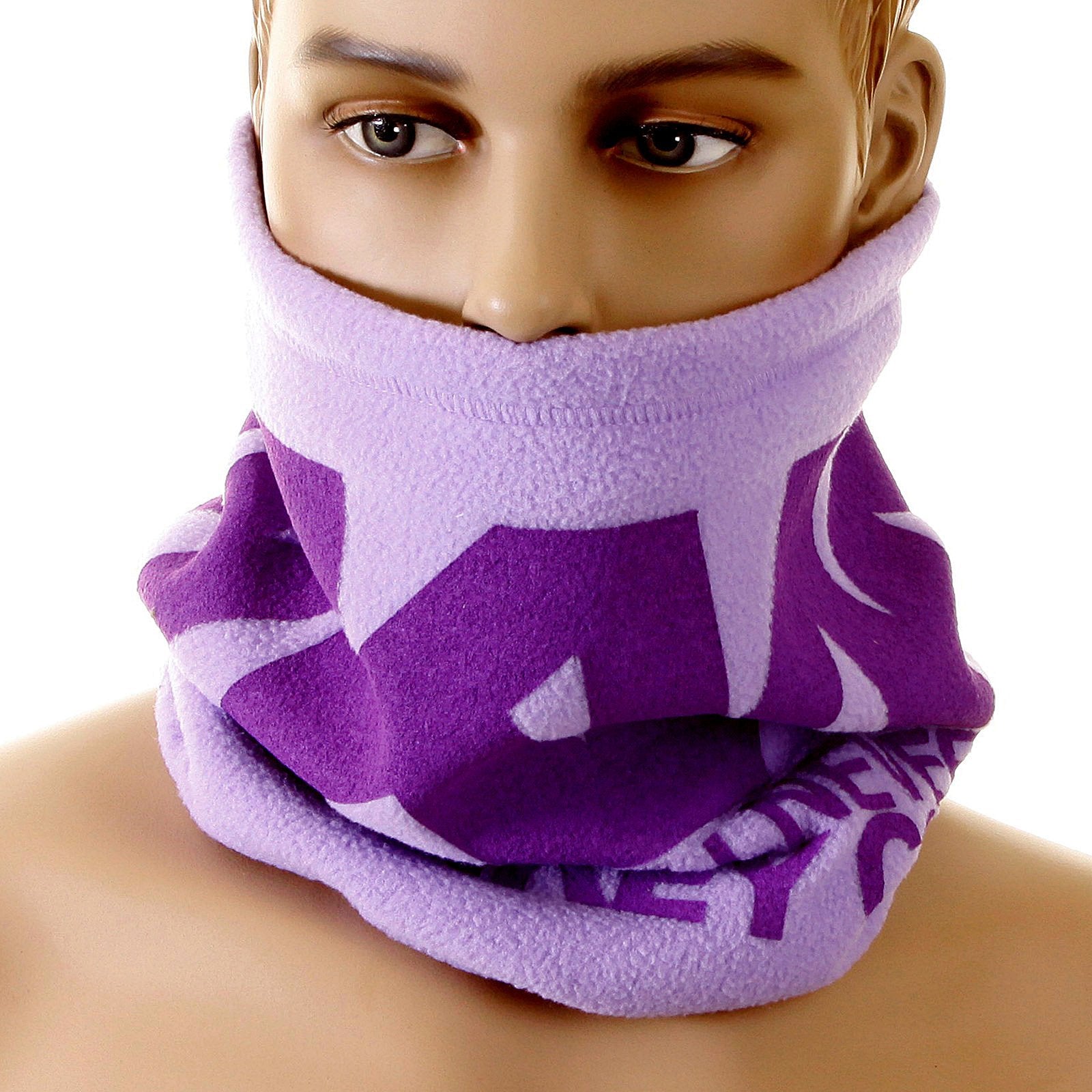 RMC JEANS TSUNAMI WAVE EMBROIDERED LIGHT LILAC PURPLE NECK WARMER SNOOD SCARF WITH TOGGLE AND PULL CORD REDM5509