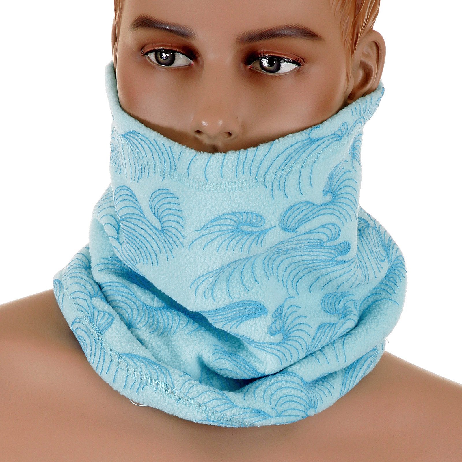 RMC MARTIN KSOHOH MENS FLEECE REVERSIBLE NECK WARMER SNOOD IN SKY BLUE REDM5493