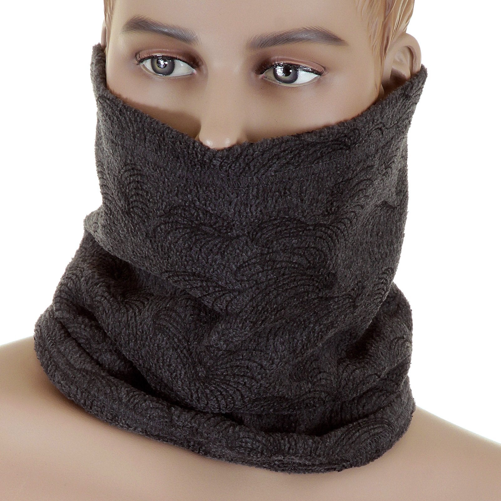 RMC CHARCOAL GREY REVERSIBLE TOGGLE AND PULL CORD CLOSURE EQUIPPED HEAD AND NECK WARMER SNOOD REDM5495