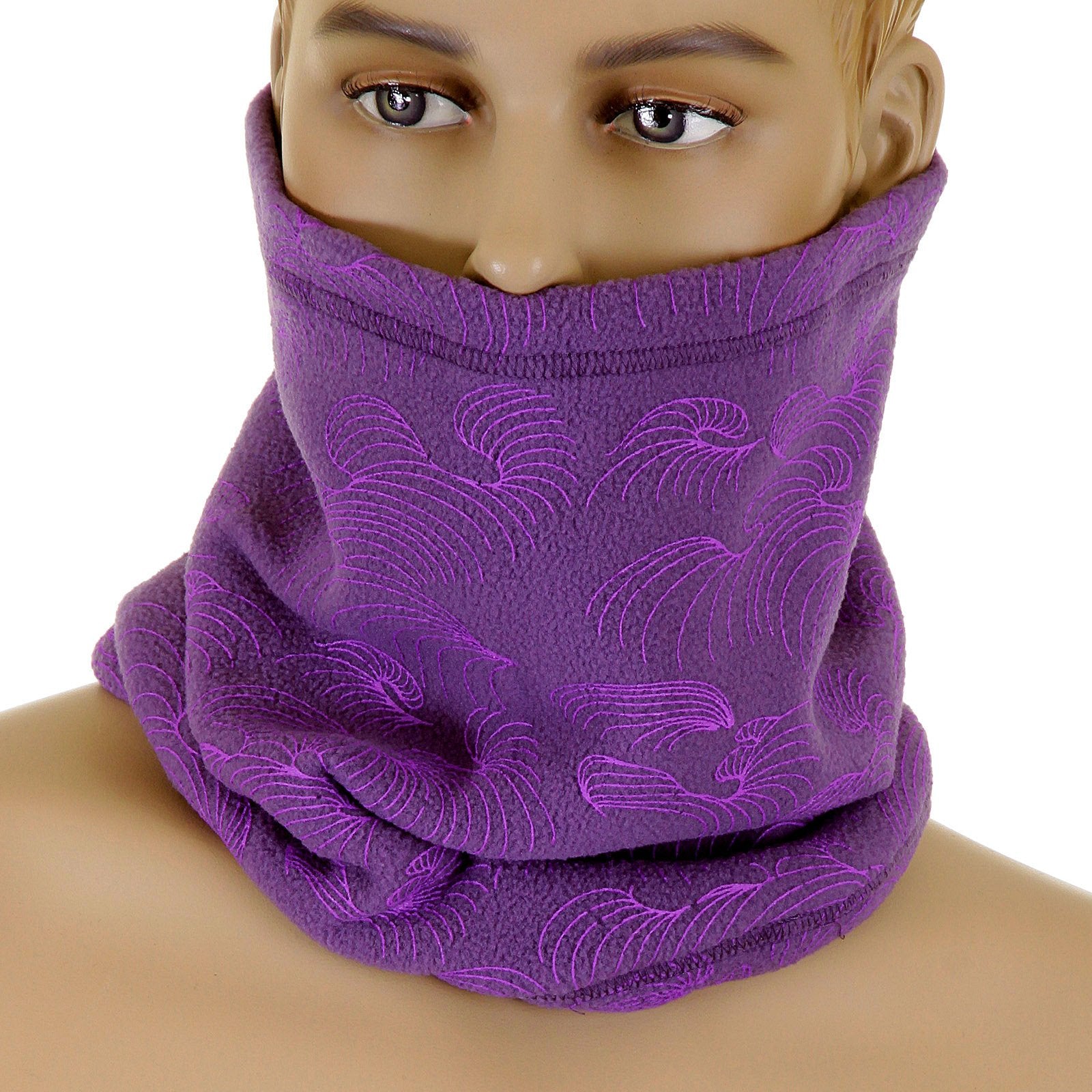 RMC DEEP PURPLE REVERSIBLETOGGLE AND PULL CORD CLOSURE EQUIPPED NECK AND HEAD WARMER SNOOD REDM5497