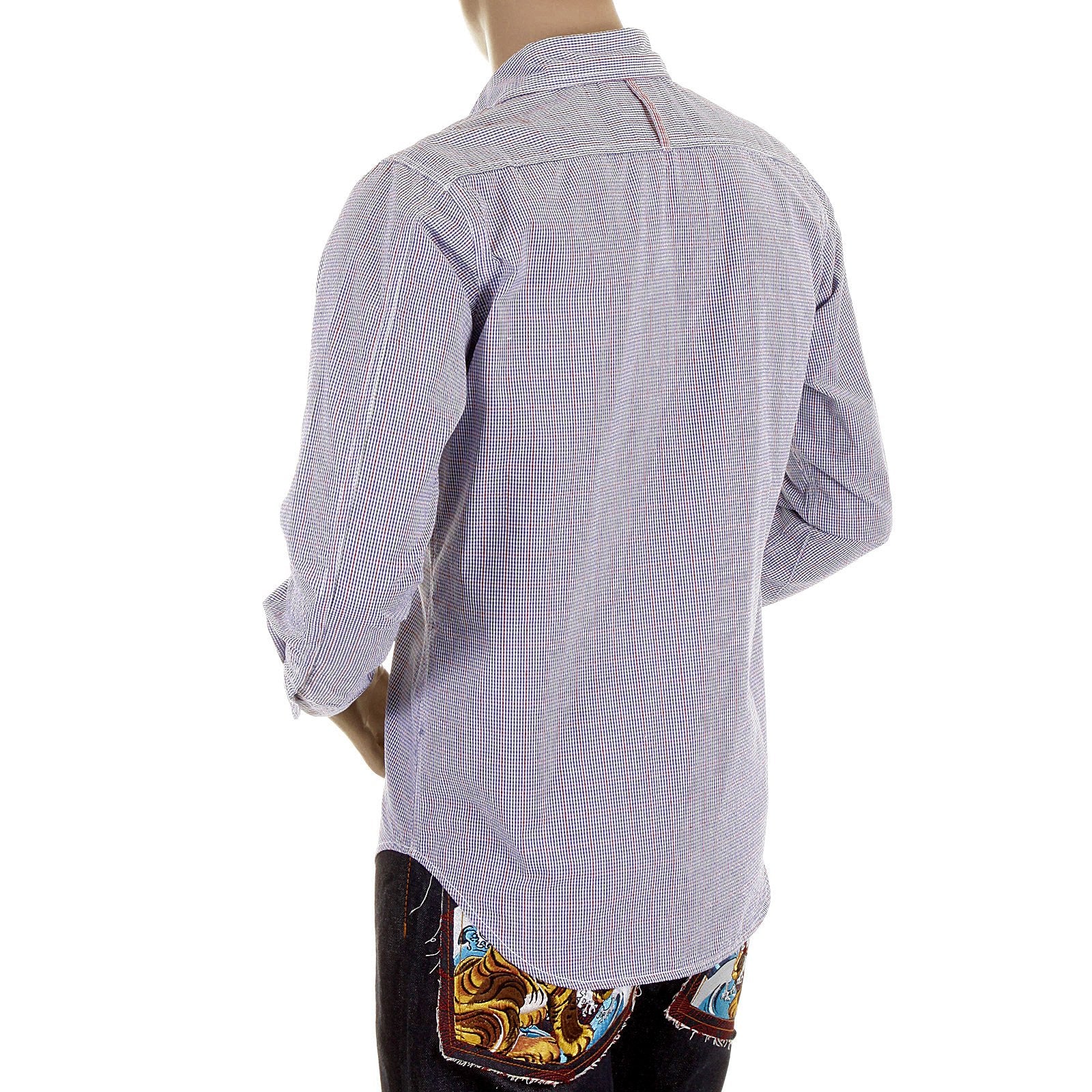 YOROPIKO REGULAR FIT SOFT COLLAR LONG SLEEVE CHECK SHIRT IN BLUE YORO5301