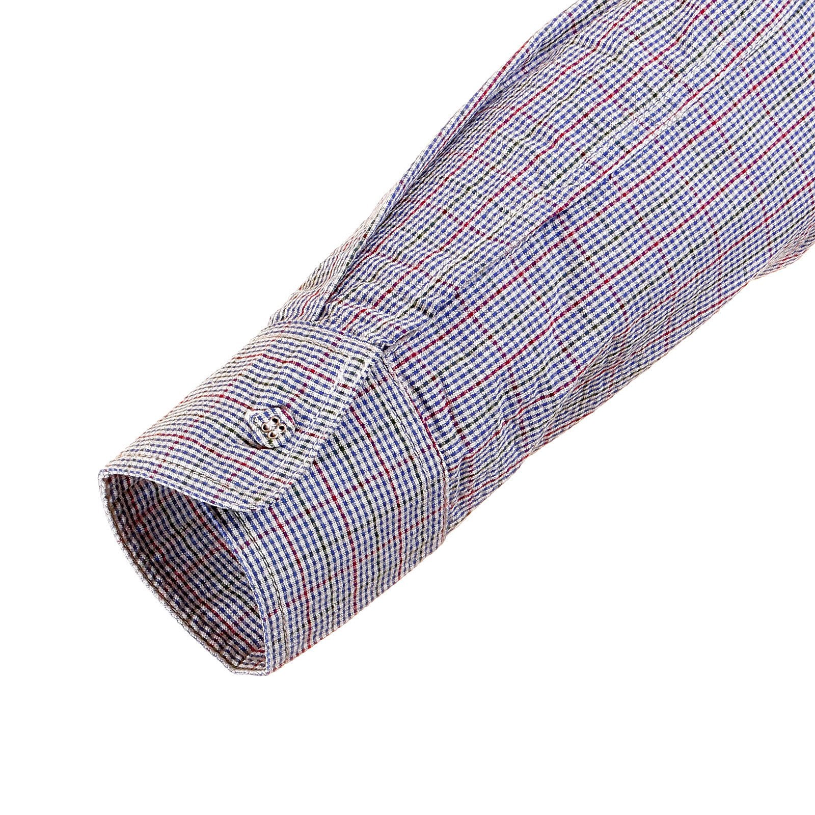 YOROPIKO REGULAR FIT SOFT COLLAR LONG SLEEVE CHECK SHIRT IN BLUE YORO5301