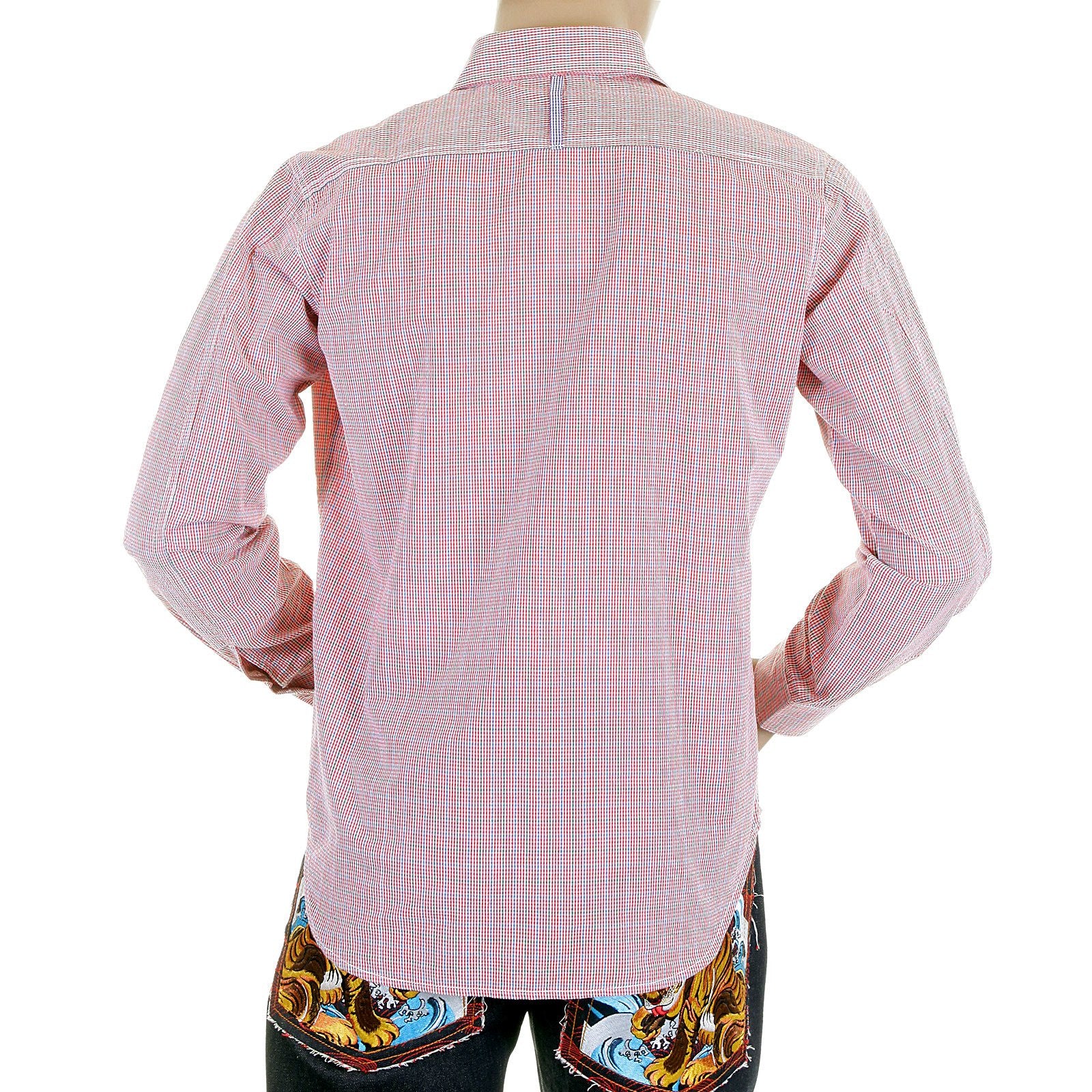YOROPIKO LONG SLEEVE RED CHECK SOFT COLLAR REGULAR FIT COTTON SHIRT YORO5299