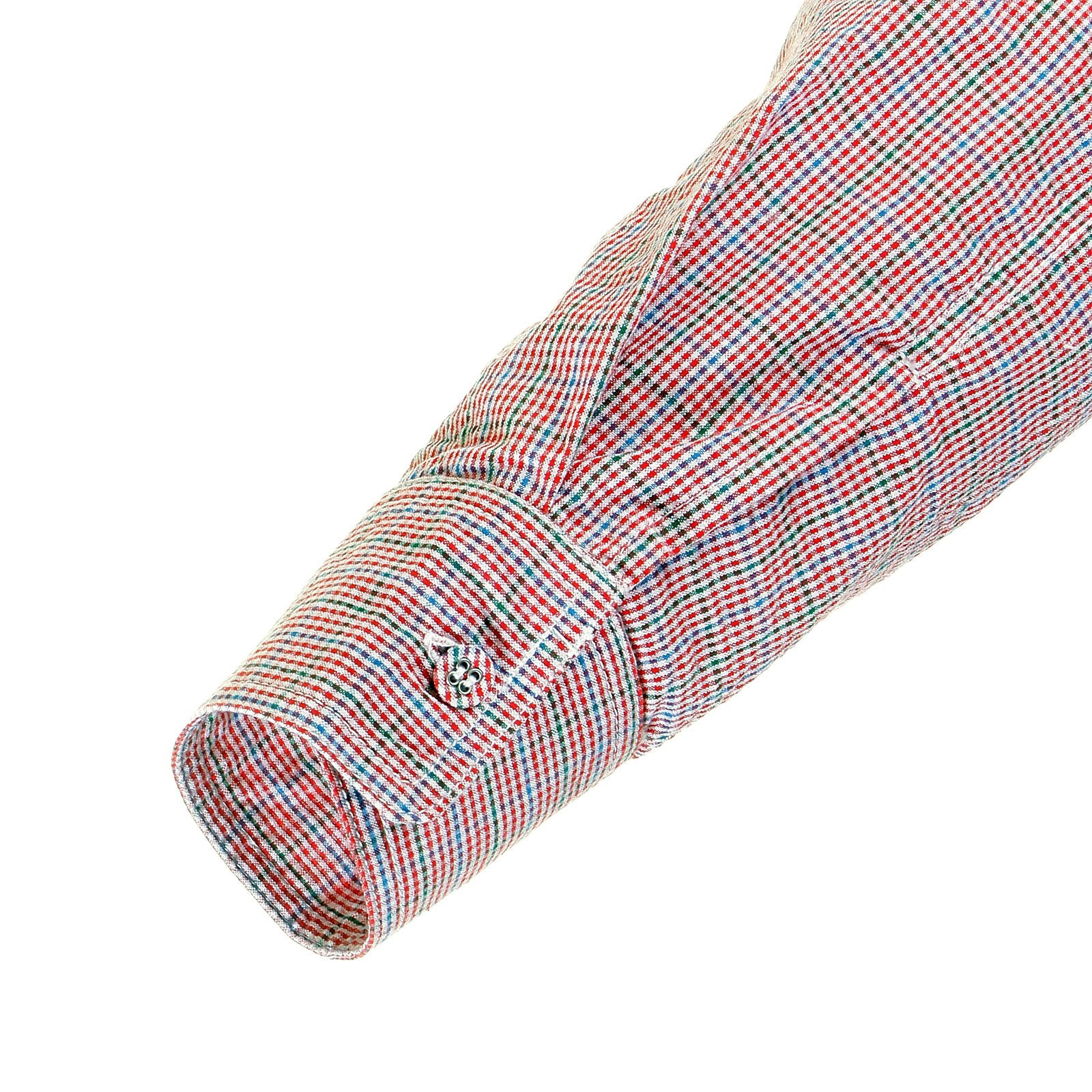 YOROPIKO LONG SLEEVE RED CHECK SOFT COLLAR REGULAR FIT COTTON SHIRT YORO5299