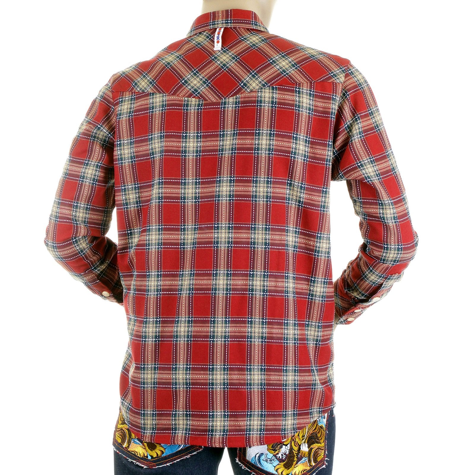 YOROPIKO MENS SOFT COLLAR LONG SLEEVE RED WESTERN REGULAR FIT CHECK SHIRT YORO5306