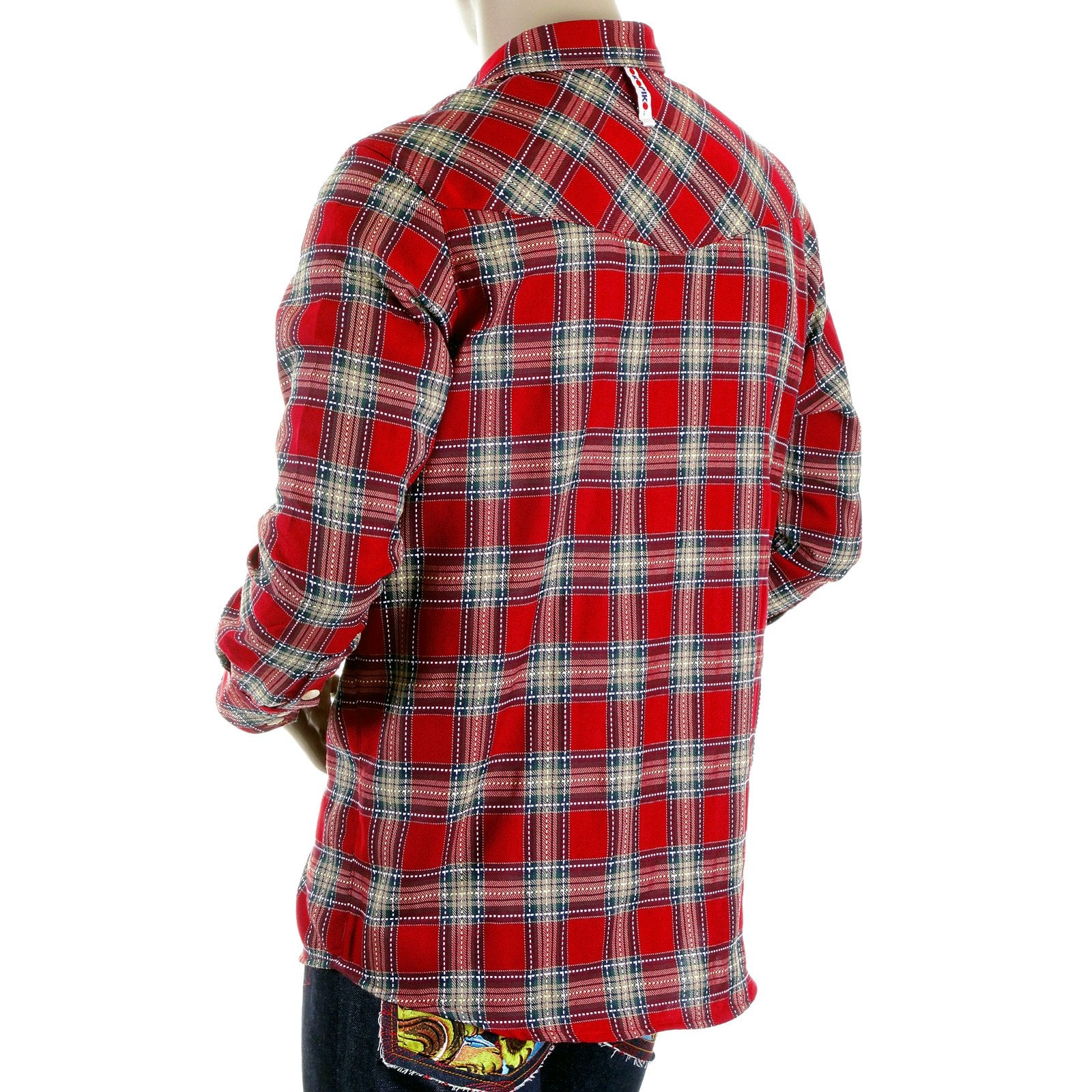 YOROPIKO MENS SOFT COLLAR LONG SLEEVE RED WESTERN REGULAR FIT CHECK SHIRT YORO5306