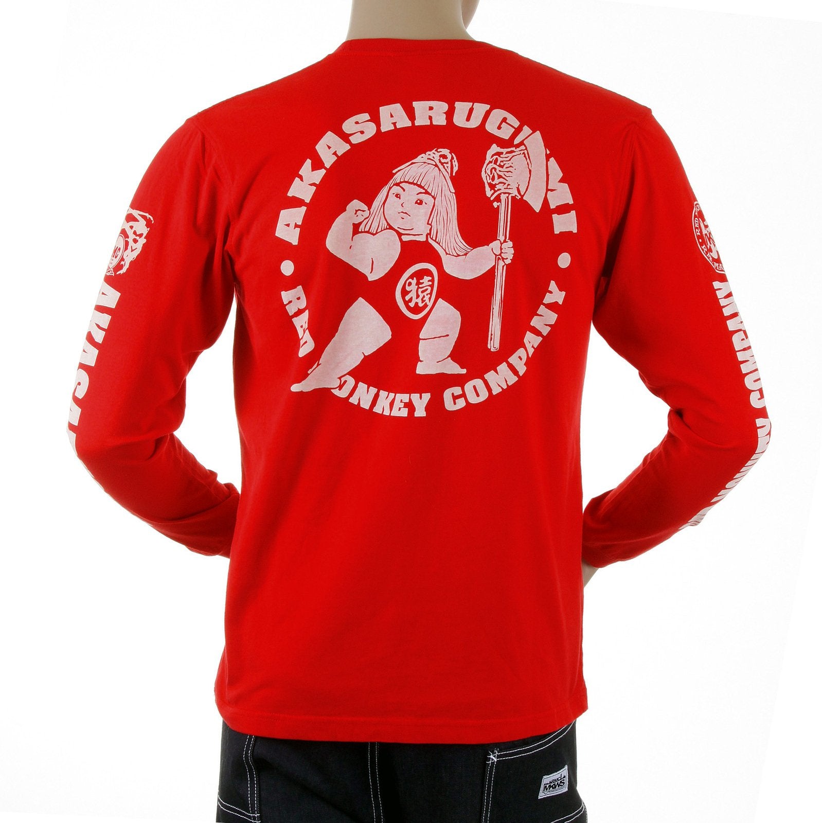 RMC JEANS MKWS RED CREW NECK LONG SLEEVE REGULAR FIT AKASARUGUMI KINTARO PRINTED T-SHIRT REDM5422