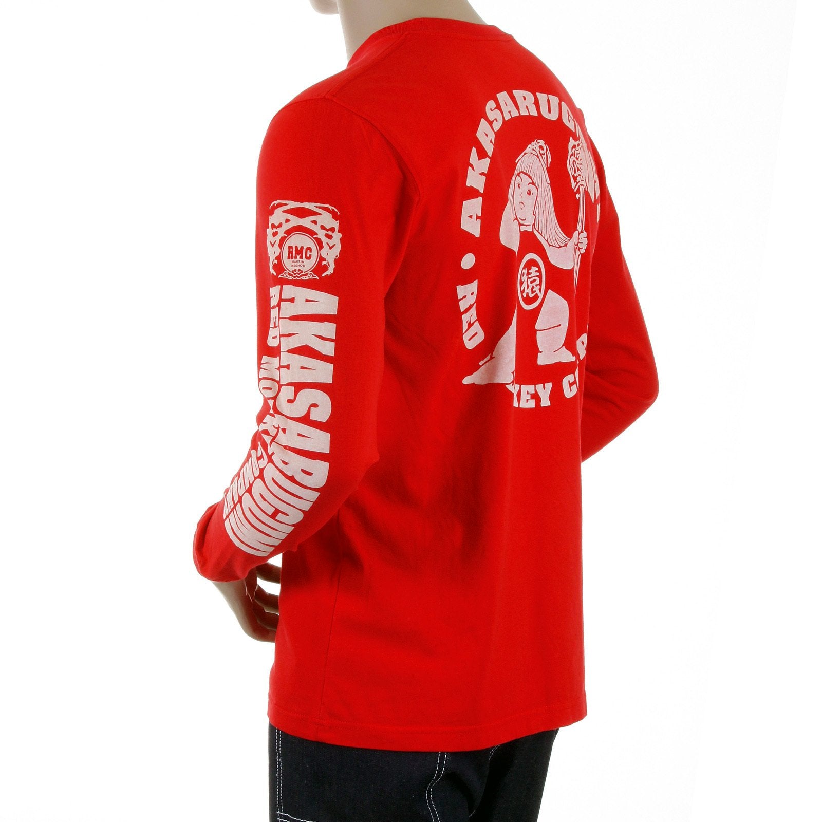RMC JEANS MKWS RED CREW NECK LONG SLEEVE REGULAR FIT AKASARUGUMI KINTARO PRINTED T-SHIRT REDM5422