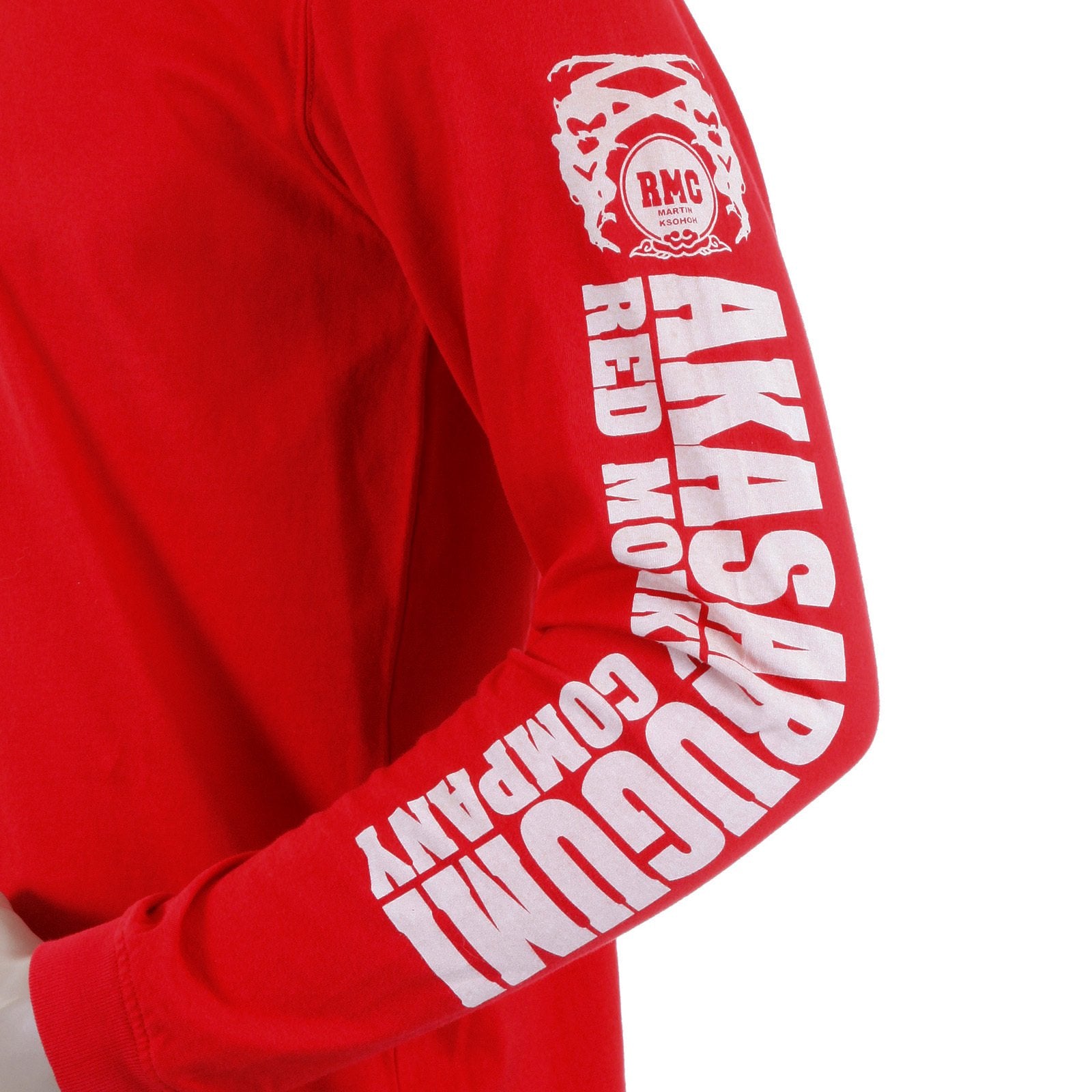 RMC JEANS MKWS RED CREW NECK LONG SLEEVE REGULAR FIT AKASARUGUMI KINTARO PRINTED T-SHIRT REDM5422