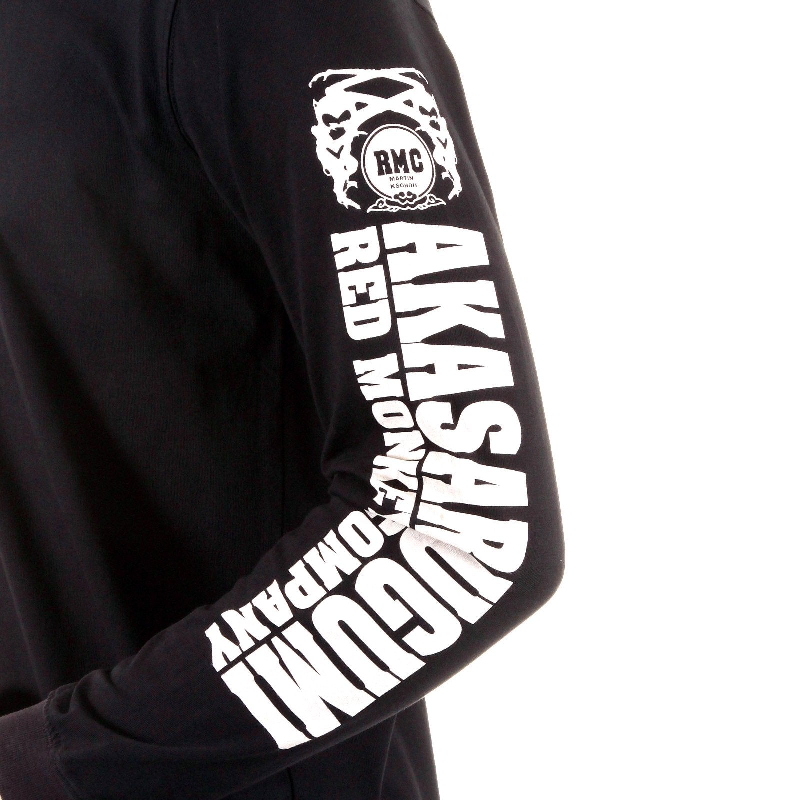 RMC JEANS MKWS AKASARUGUMI KINTARO PRINTED LONG SLEEVE REGULAR FIT CREW NECK T-SHIRT IN BLACK REDM5420