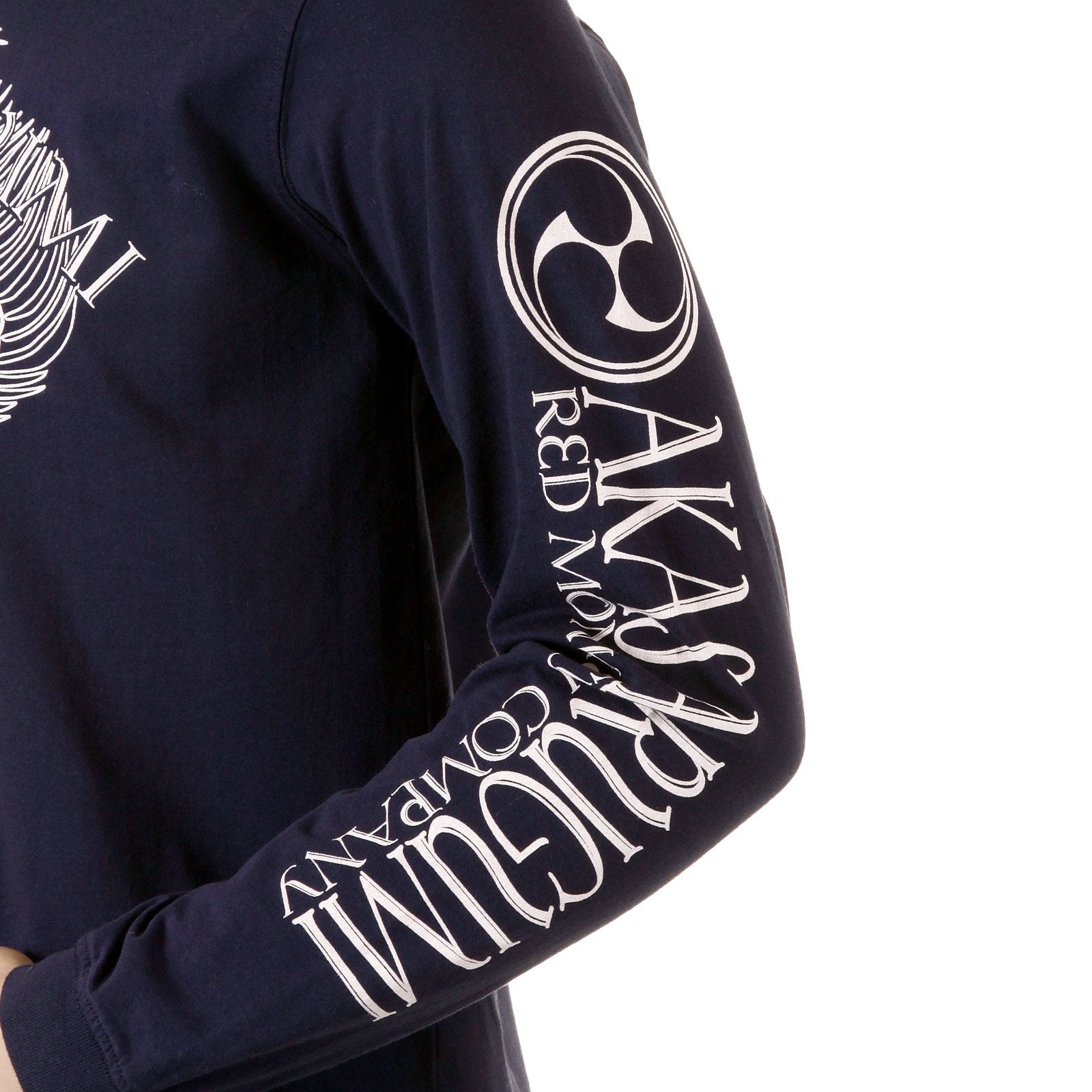 RMC JEANS CREW NECK LONG SLEEVE RAIJIN PRINTED AKASARUGUMI REGULAR FIT CREW NECK T-SHIRT IN RED REDM5406