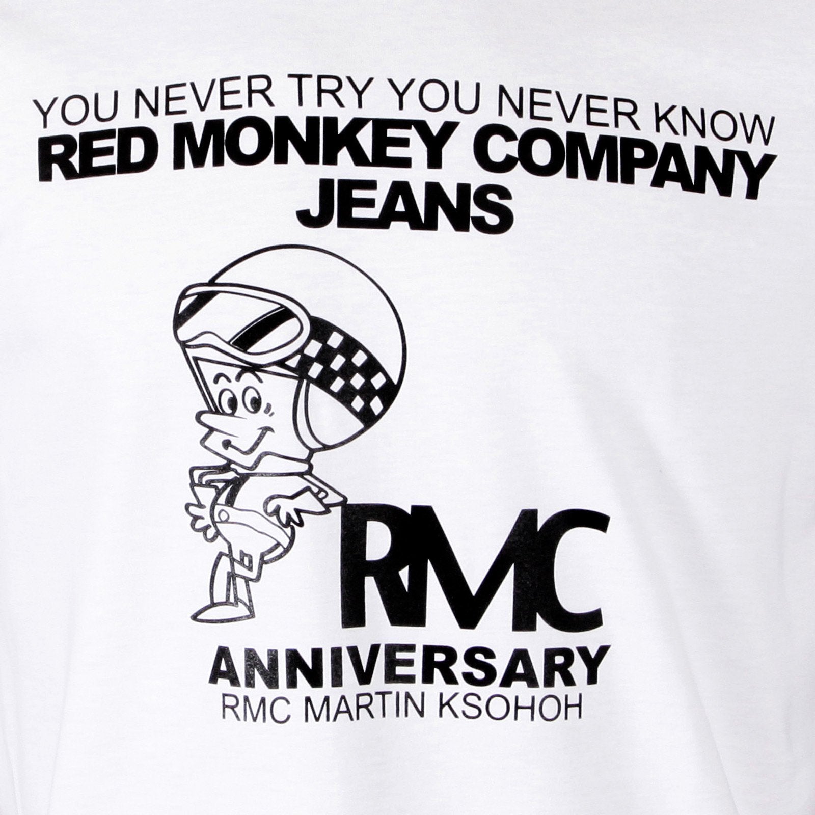 RMC JEANS CREW NECK 8TH ANNIVERSARY SCOOTER SHORT SLEEVE REGULAR FIT WHITE T-SHIRT REDM2707