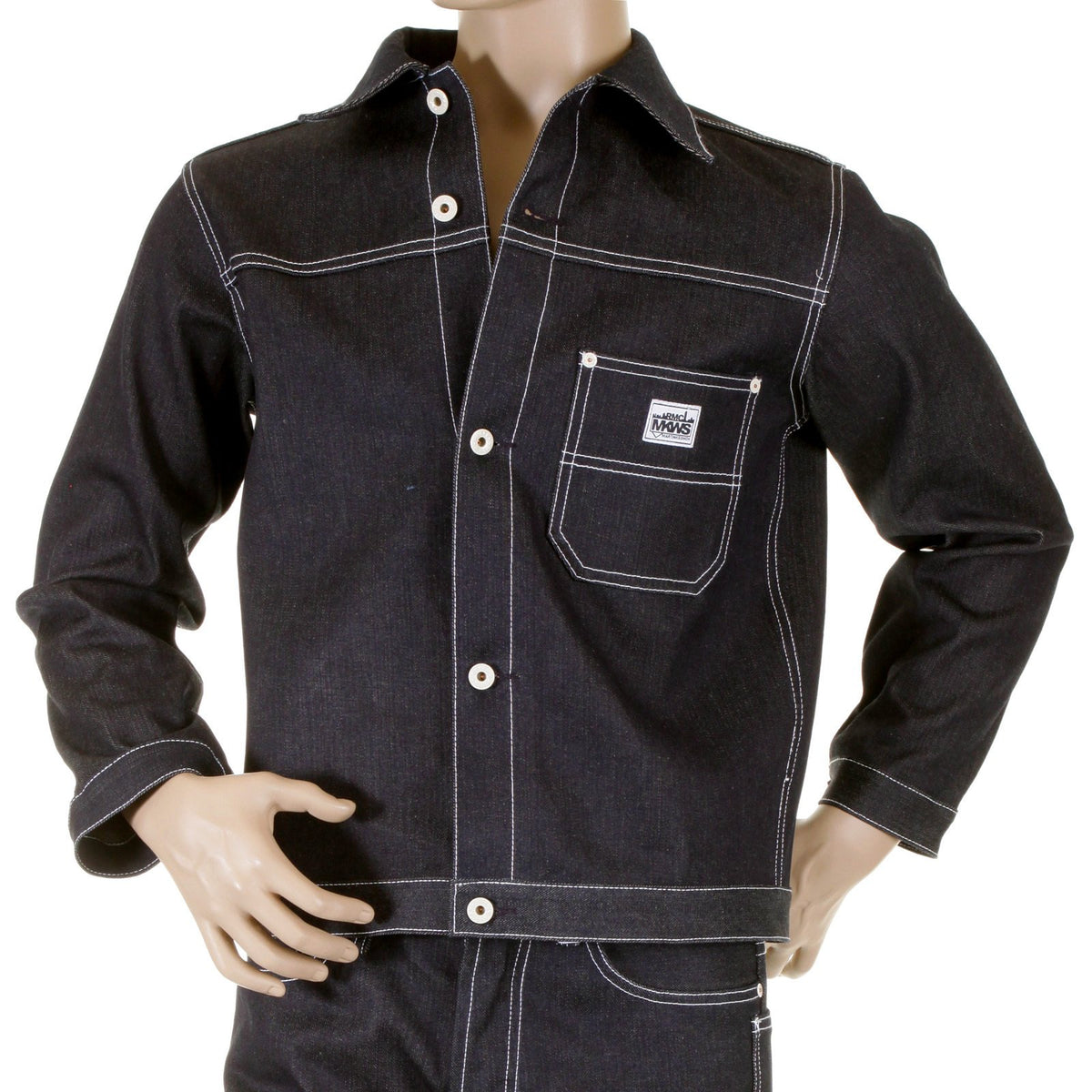 RMC MKWS BLACK SUGAR SUPER EXCLUSIVE UNWASHED SELVEDGE DENIM JACKET WITH SINGLE CHEST POCKET REDM5475