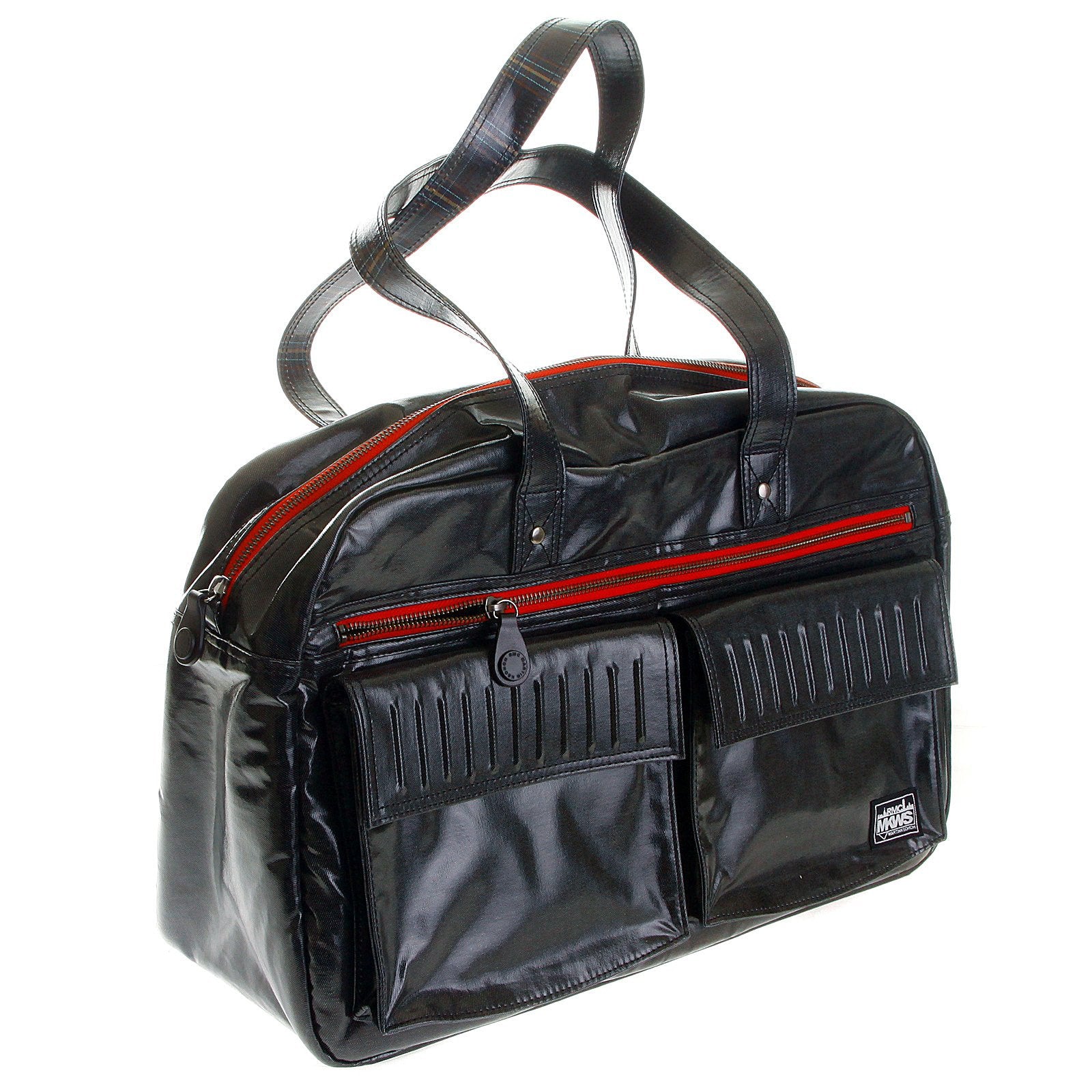 RMC MKWS UNISEX COATED DENIM HAND HELD OFFICE BAG WITH LAMINATED TARTAN LINING REDM5533