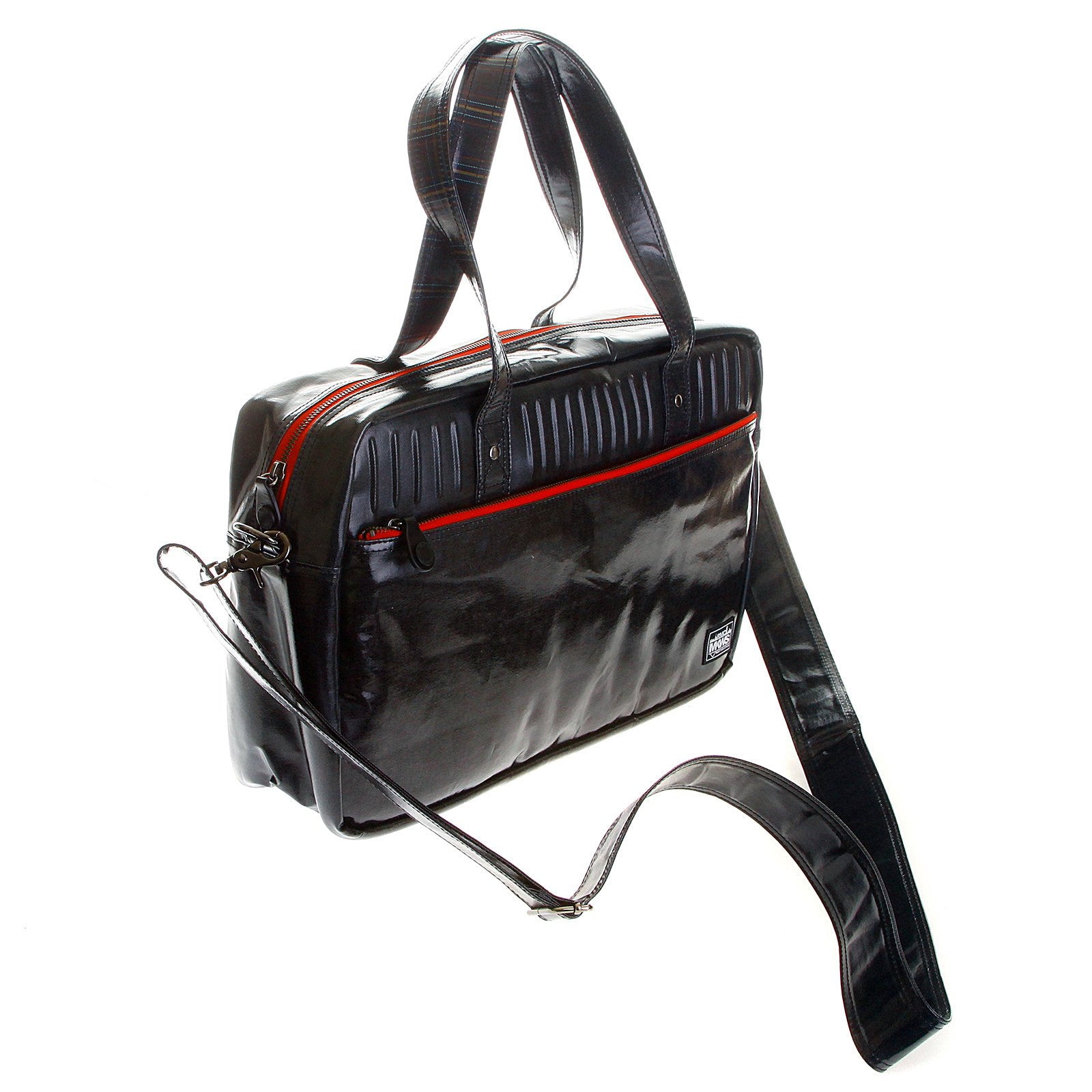 RMC MKWS UNISEX COATED DENIM HAND CARRY OFFICE BAG WITH LAMINATED TARTAN LINING REDM5541