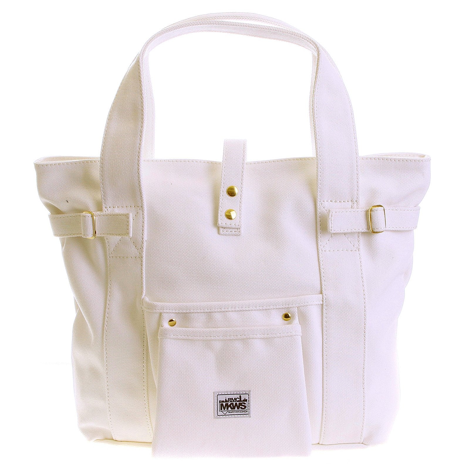 RMC MKWS VERSATILE UNISEX 100% COTTON CANVAS HAND CARRY BAG IN WHITE REDM5586