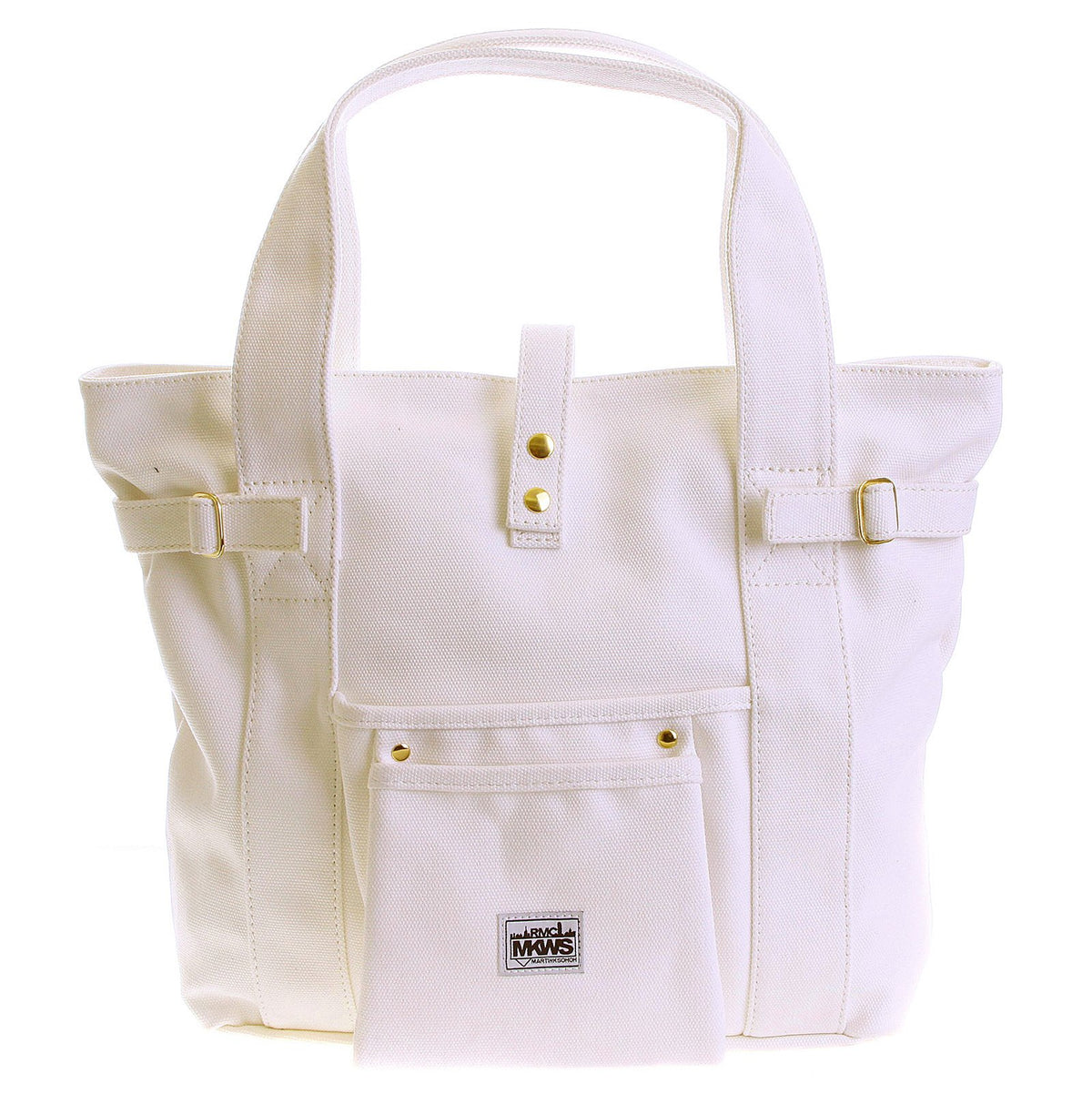 RMC MKWS VERSATILE UNISEX 100% COTTON CANVAS HAND CARRY BAG IN WHITE REDM5586