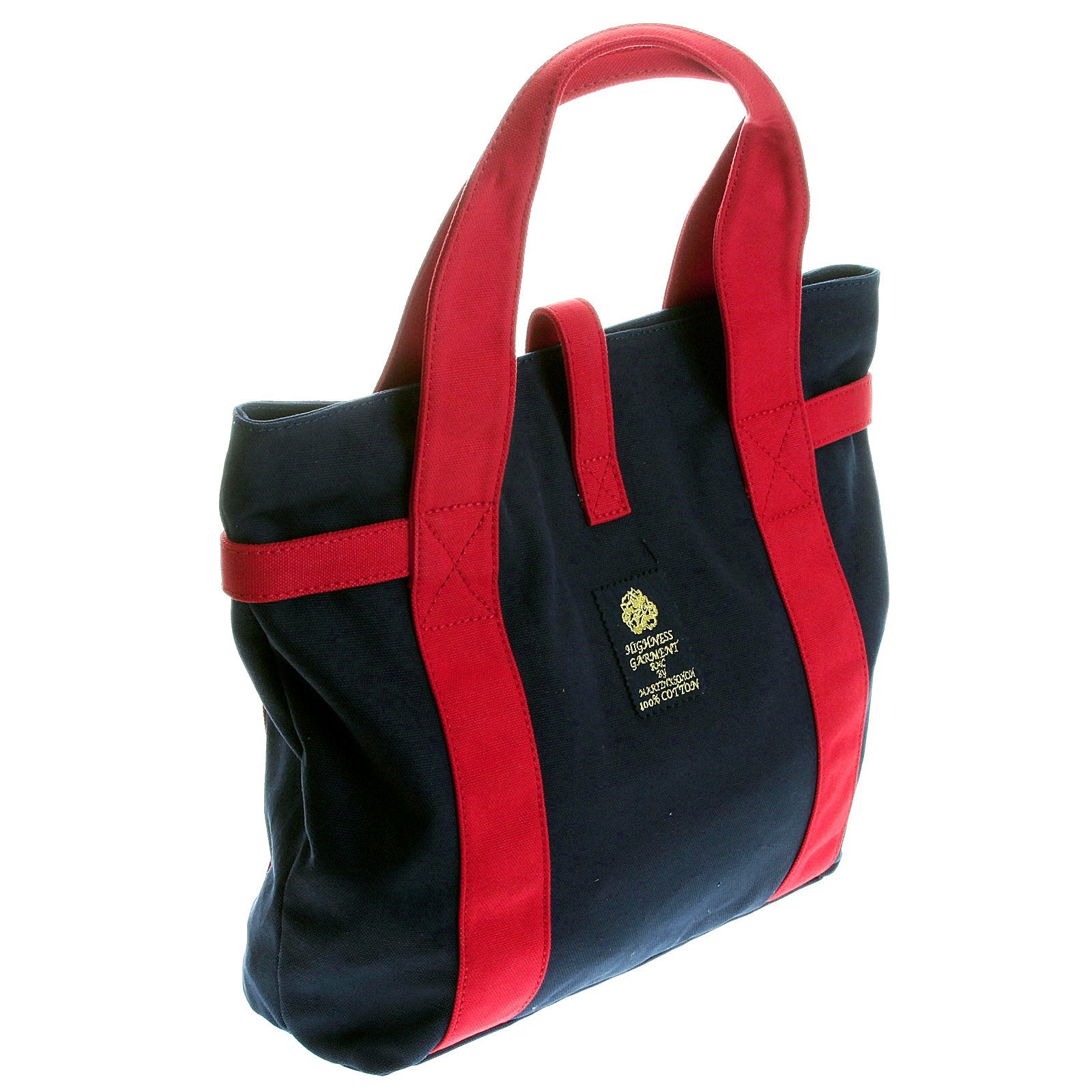 RMC MKWS UNISEX NAVY CANVAS HAND CARRY BAG WITH RED CANVAS HANDLES AND TRIM REDM5585