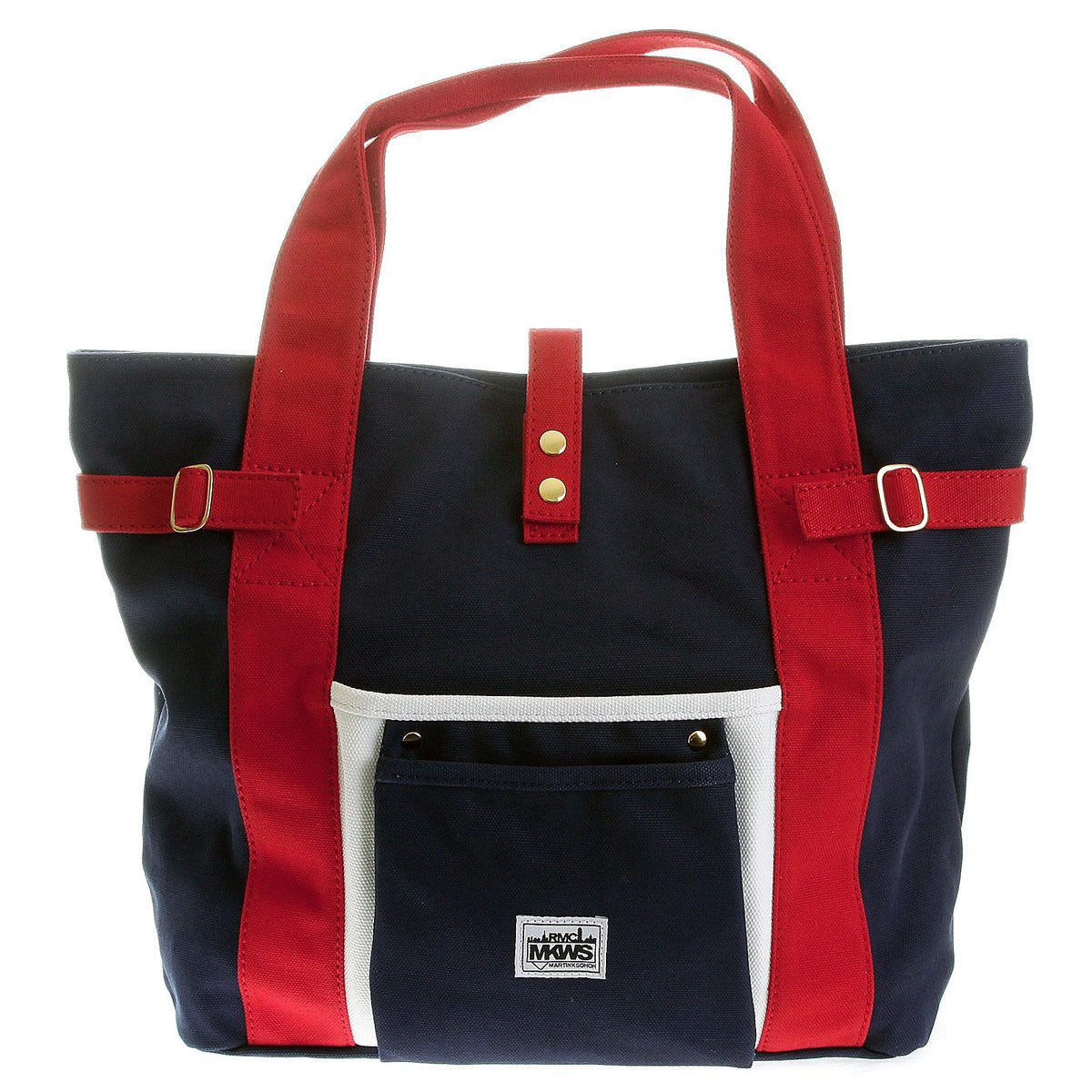 RMC MKWS UNISEX NAVY CANVAS HAND CARRY BAG WITH RED CANVAS HANDLES AND TRIM REDM5585