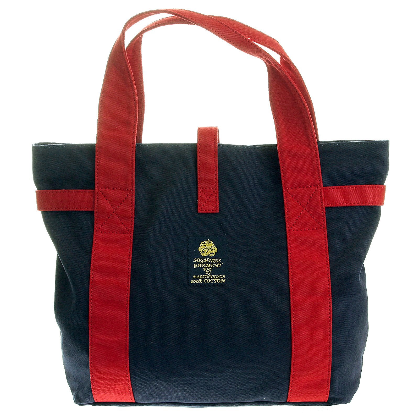 RMC MKWS UNISEX NAVY CANVAS HAND CARRY BAG WITH RED CANVAS HANDLES AND TRIM REDM5585