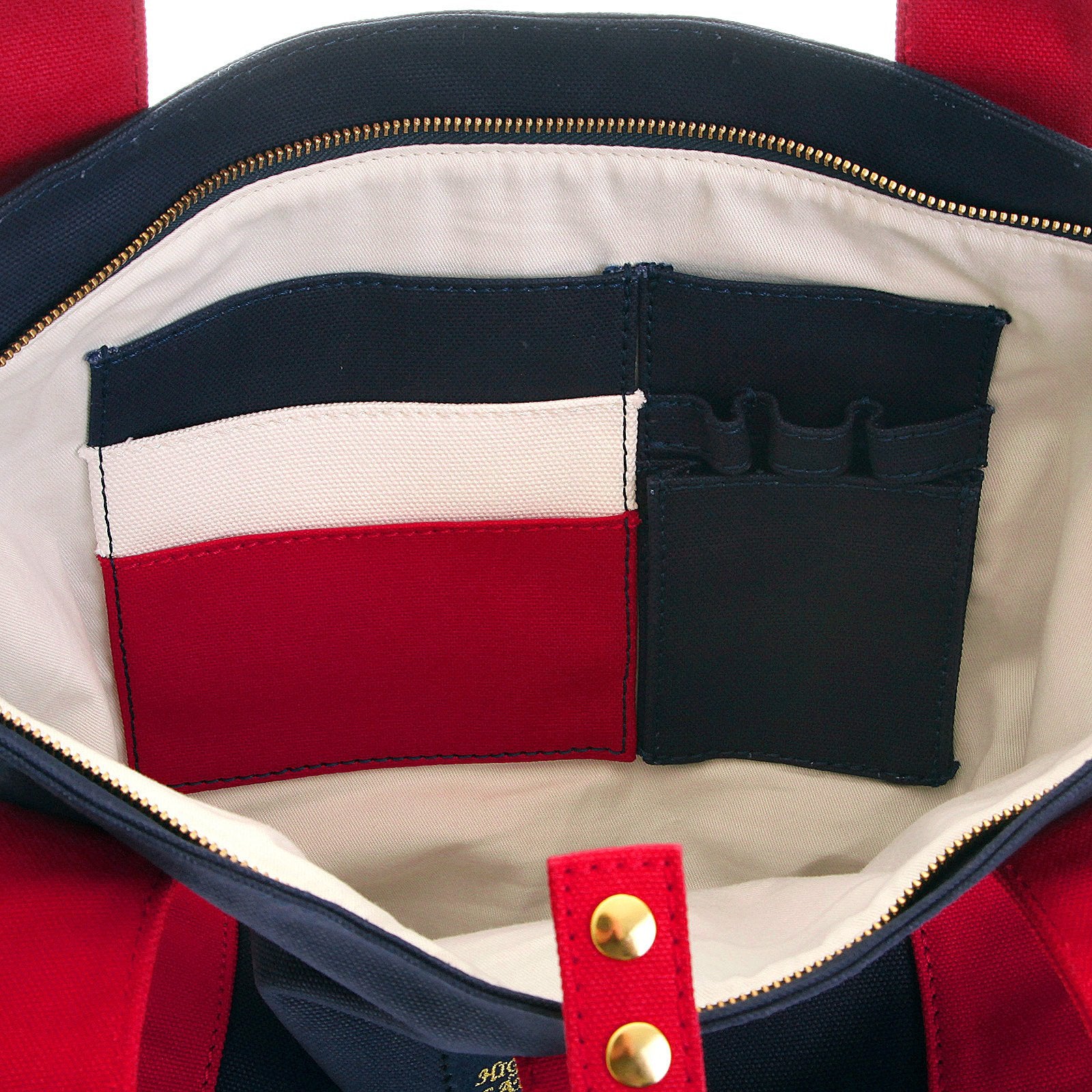 RMC MKWS UNISEX NAVY CANVAS HAND CARRY BAG WITH RED CANVAS HANDLES AND TRIM REDM5585