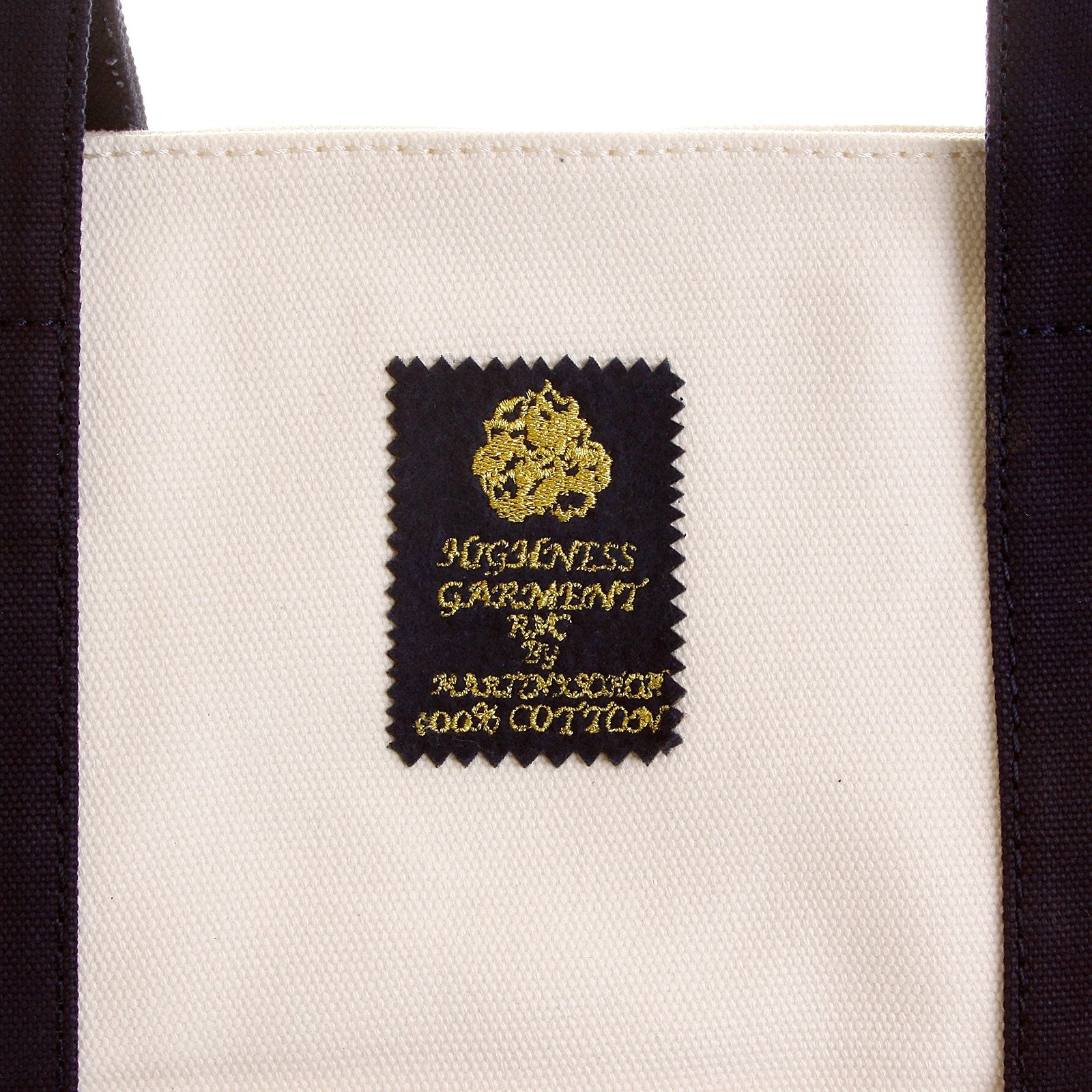 RMC MKWS UNISEX WHITE CANVAS SHOPPER BAG WITH NAVY CANVAS BASE AND RED CANVAS HANDLES REDM5589