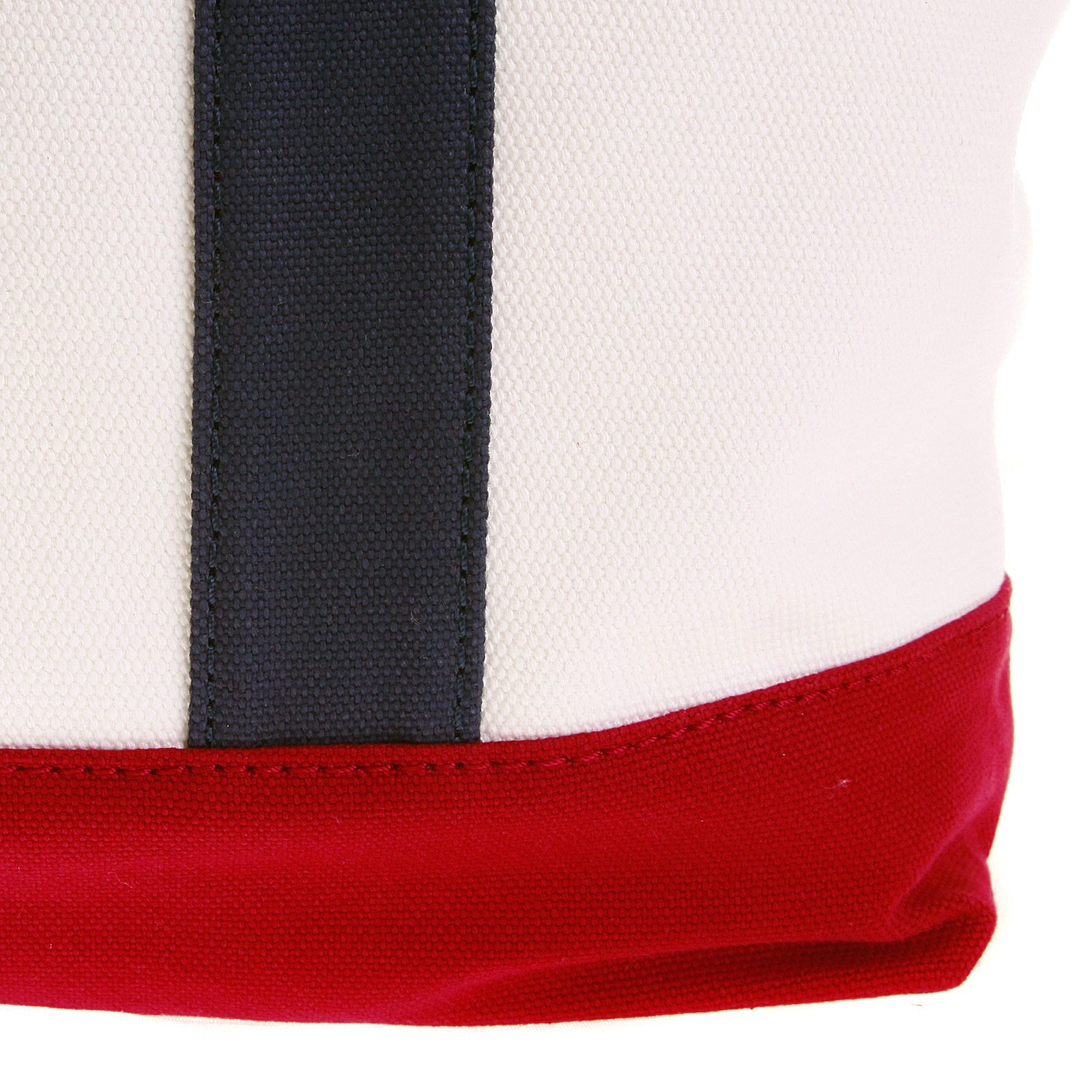 RMC MKWS COTTON UNISEX WHITE CANVAS SHOPPER BAG WITH RED CANVAS BASE AND NAVY CANVAS HANDLES REDM5588