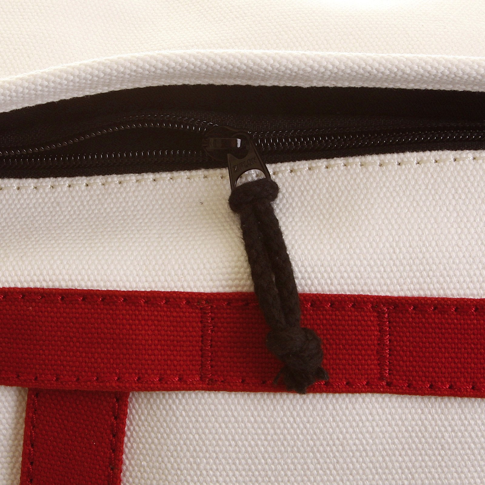 RMC MKWS UNISEX 100% COTTON LARGE CANVAS SHOULDER BAG IN WHITE WITH RED AND NAVY TRIM REDM5578