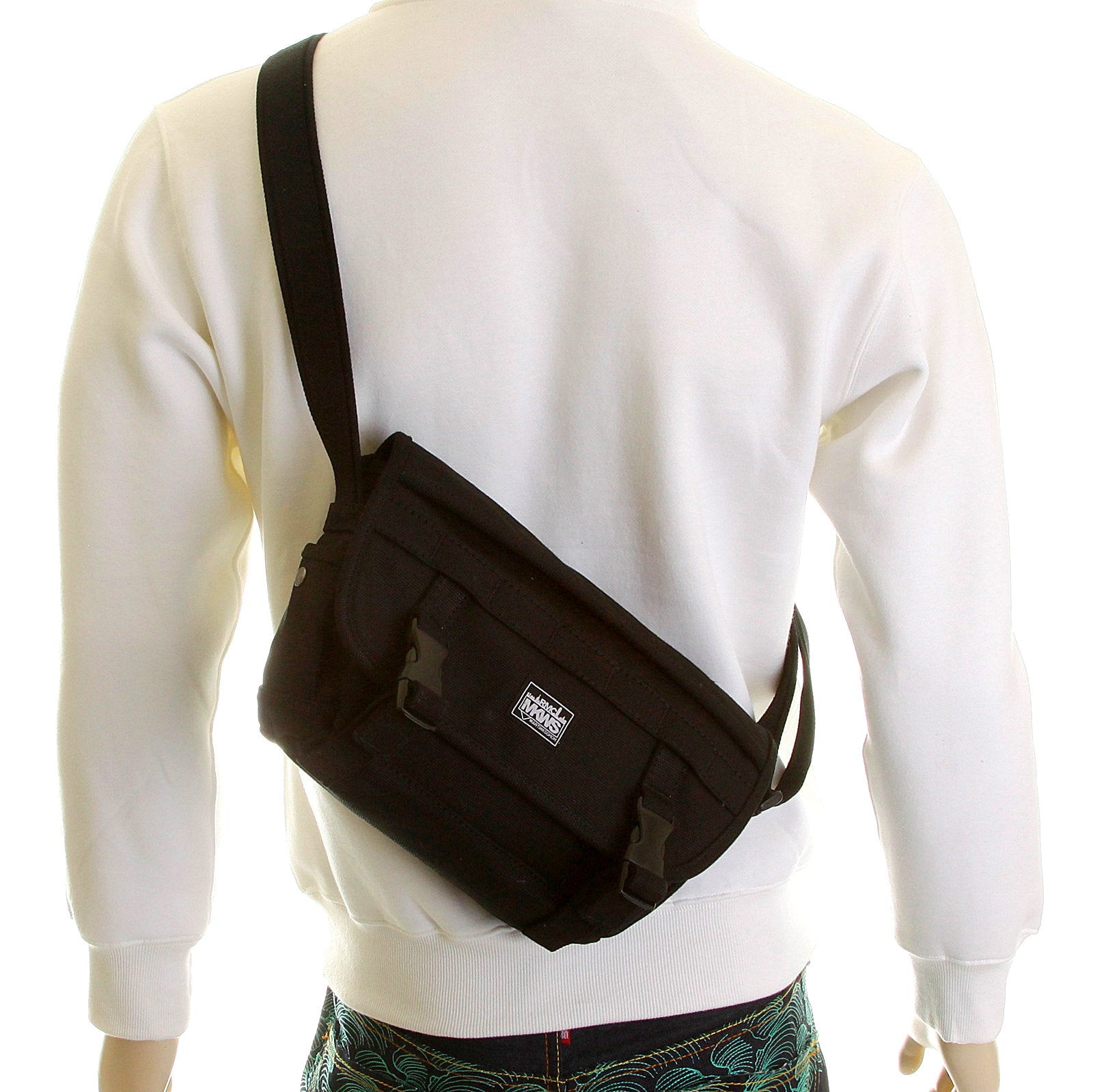 RMC MKWS UNISEX VELCRO AND CLIP FLAP CLOSURE CANVAS BLACK BAG WITH SHOULDER STRAP REDM5577
