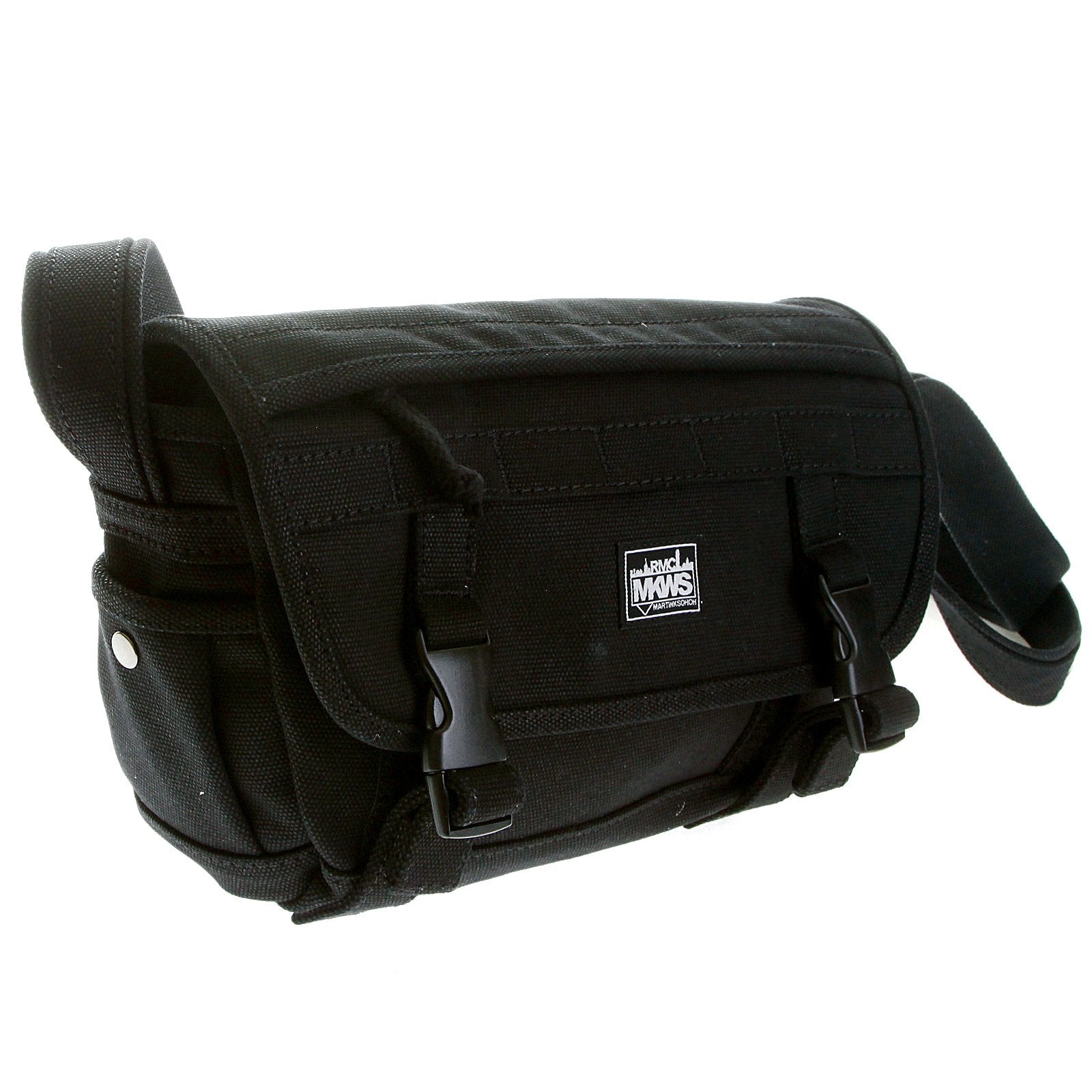 RMC MKWS UNISEX VELCRO AND CLIP FLAP CLOSURE CANVAS BLACK BAG WITH SHOULDER STRAP REDM5577