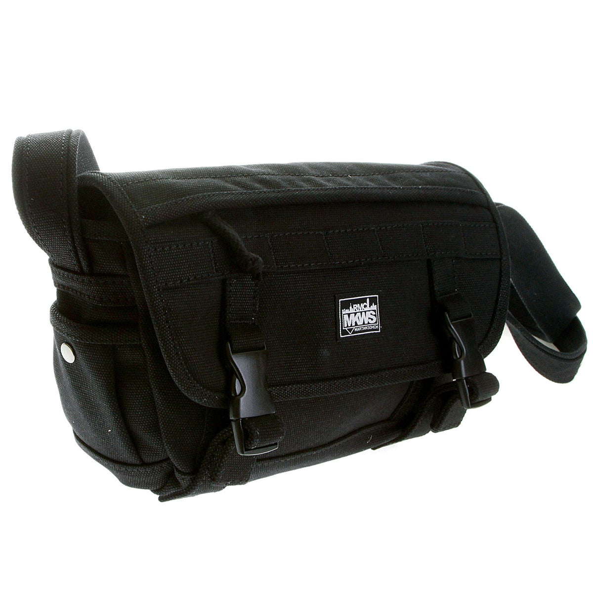 RMC MKWS UNISEX VELCRO AND CLIP FLAP CLOSURE CANVAS BLACK BAG WITH SHOULDER STRAP REDM5577
