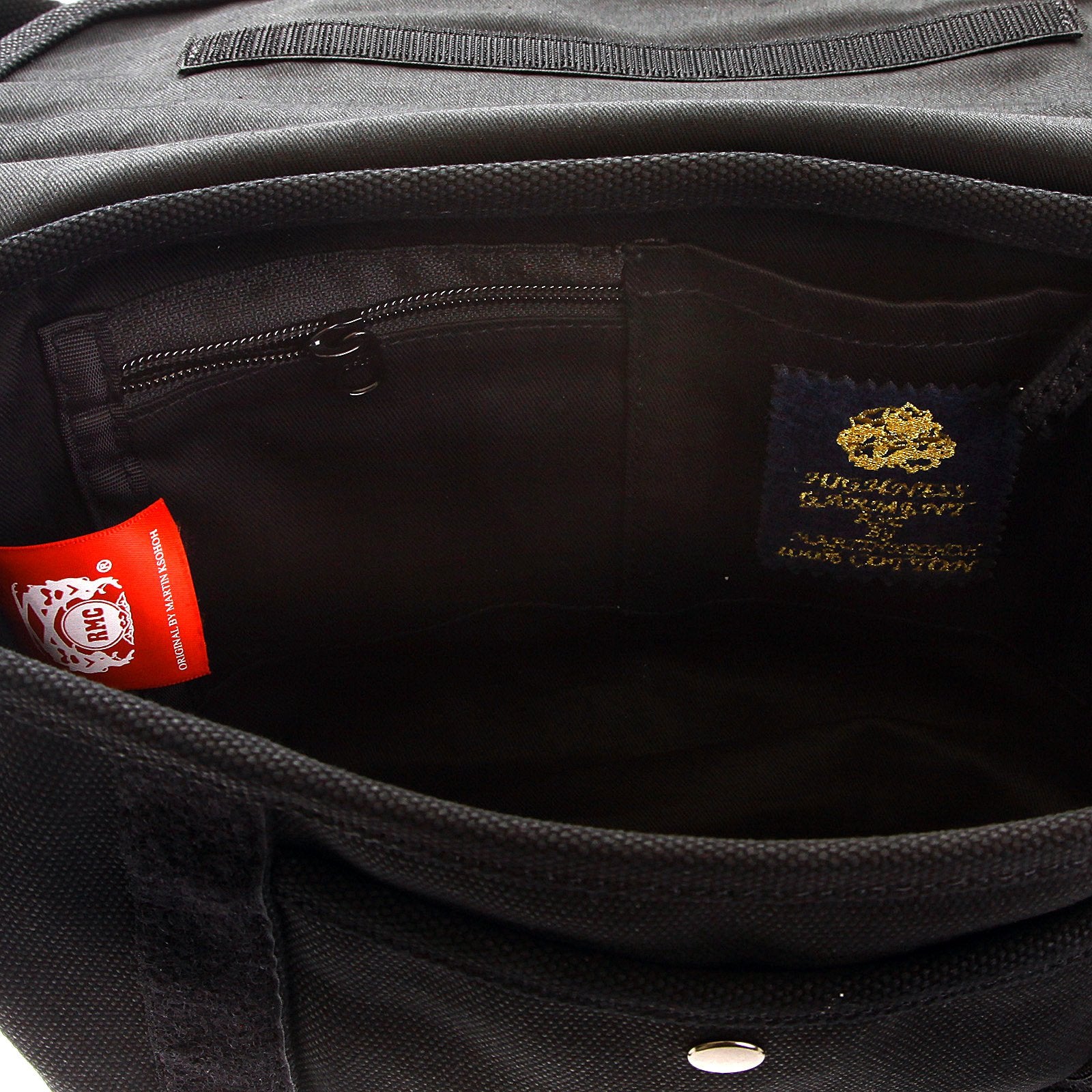 RMC MKWS UNISEX VELCRO AND CLIP FLAP CLOSURE CANVAS BLACK BAG WITH SHOULDER STRAP REDM5577