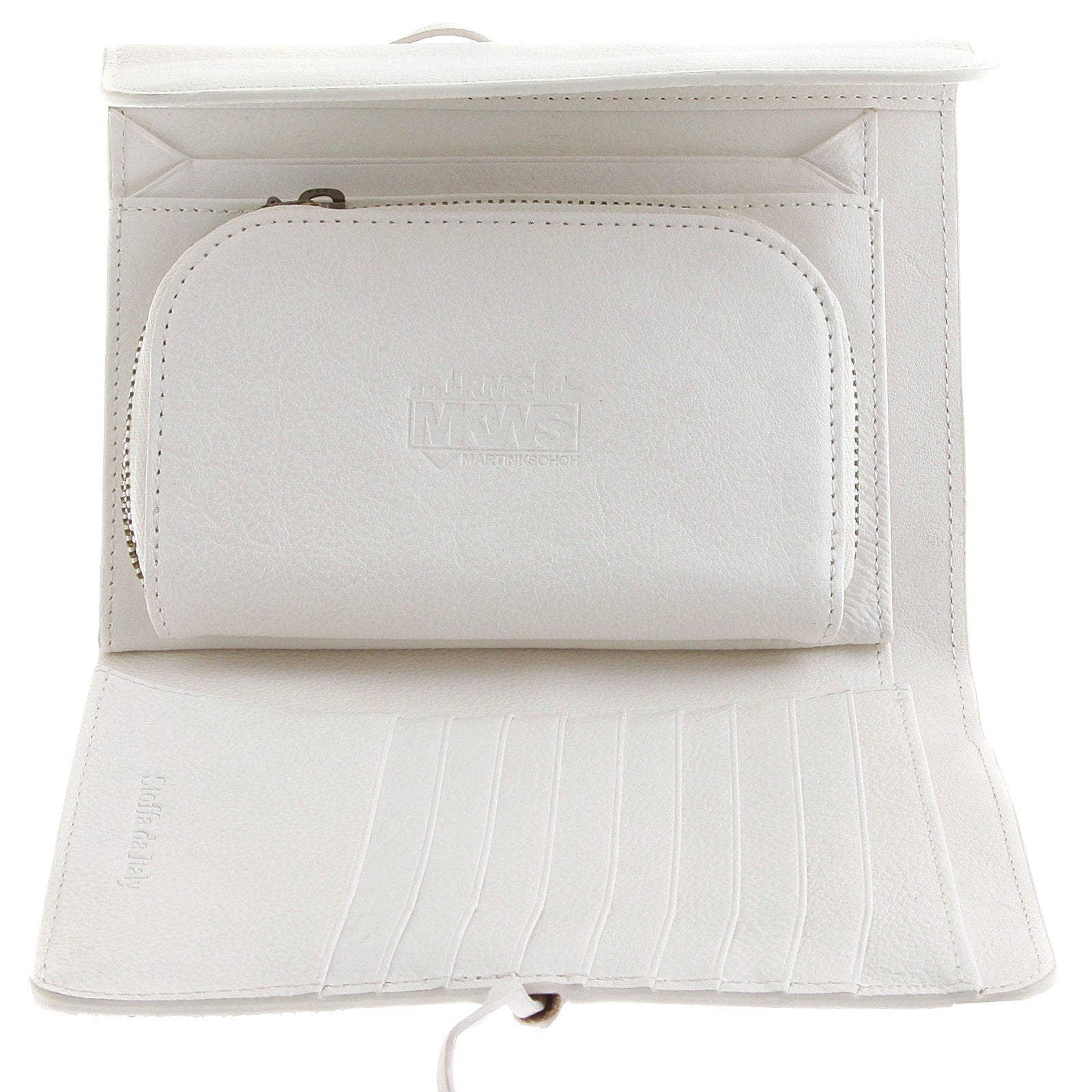 RMC JEANS BILL FOLD WHITE ITALIAN GRAIN LEATHER CREDIT CARD WALLET REDM5703