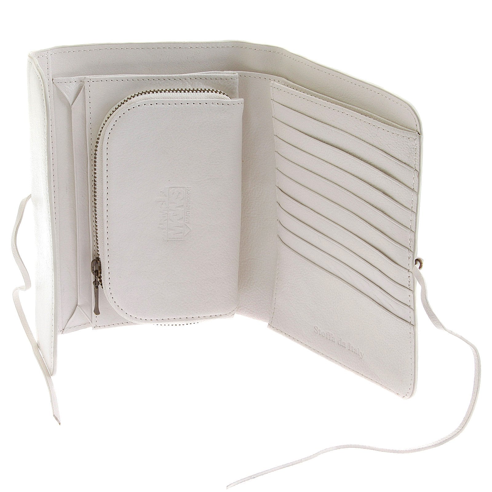 RMC JEANS BILL FOLD WHITE ITALIAN GRAIN LEATHER CREDIT CARD WALLET REDM5703