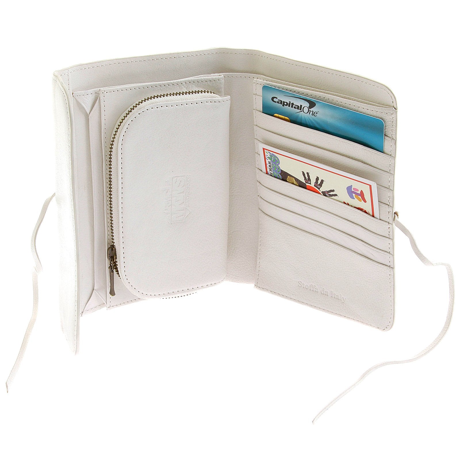 RMC JEANS BILL FOLD WHITE ITALIAN GRAIN LEATHER CREDIT CARD WALLET REDM5703