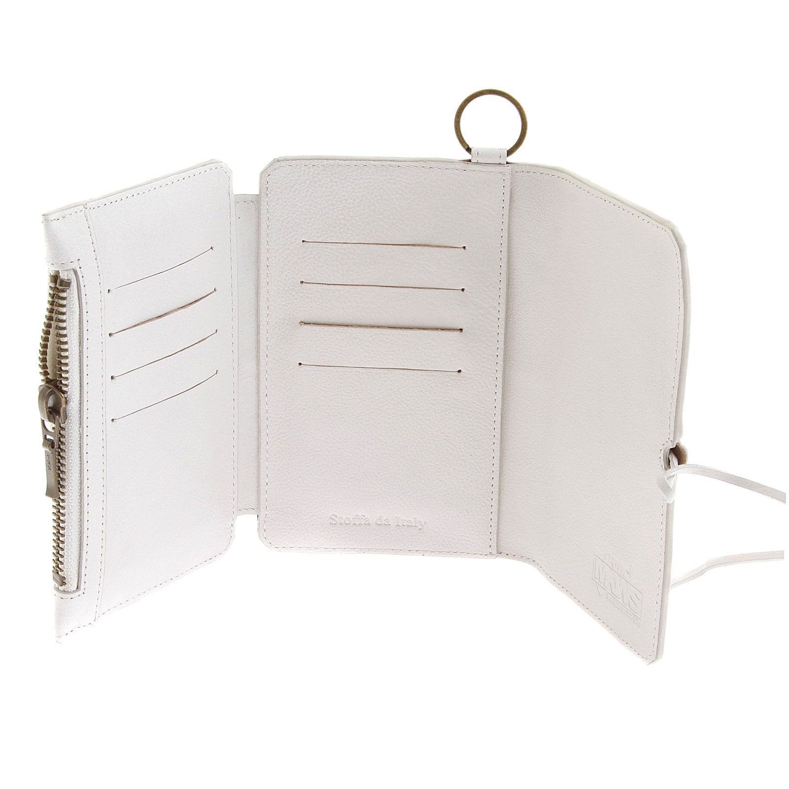 RMC JEANS WHITE LEATHER 3 FOLD MENS CREDIT CARD WALLET WITH SHOE LACE TIE REDM5719