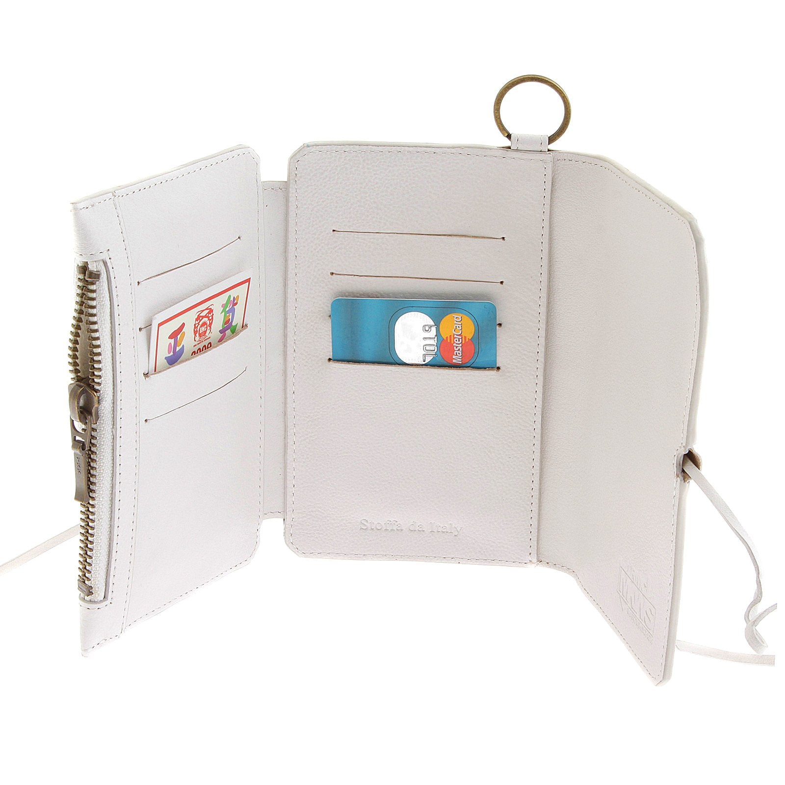 RMC JEANS WHITE LEATHER 3 FOLD MENS CREDIT CARD WALLET WITH SHOE LACE TIE REDM5719
