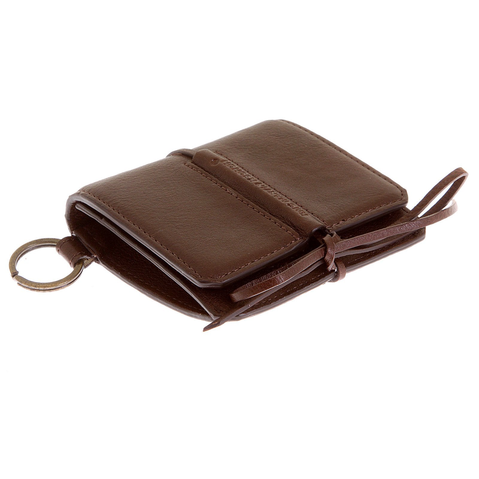 RMC JEANS BROWN GRAIN ITALIAN LEATHER WALLET WITH SHOE LACE TIE CLOSURE FOR MEN REDM5727