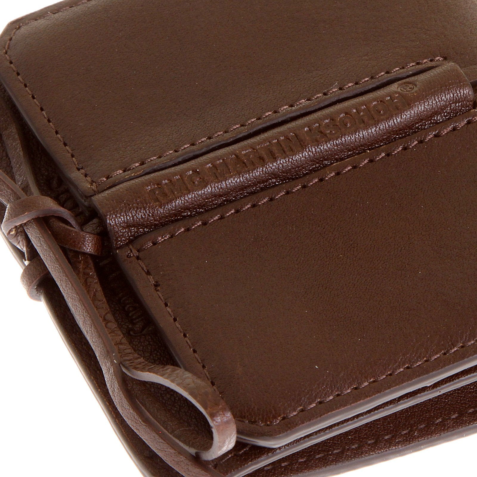 RMC JEANS BROWN GRAIN ITALIAN LEATHER WALLET WITH SHOE LACE TIE CLOSURE FOR MEN REDM5727