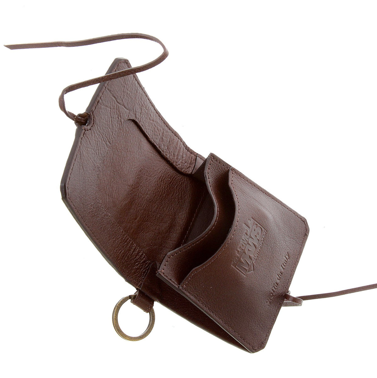RMC JEANS BROWN GRAIN ITALIAN LEATHER WALLET WITH SHOE LACE TIE CLOSURE FOR MEN REDM5727