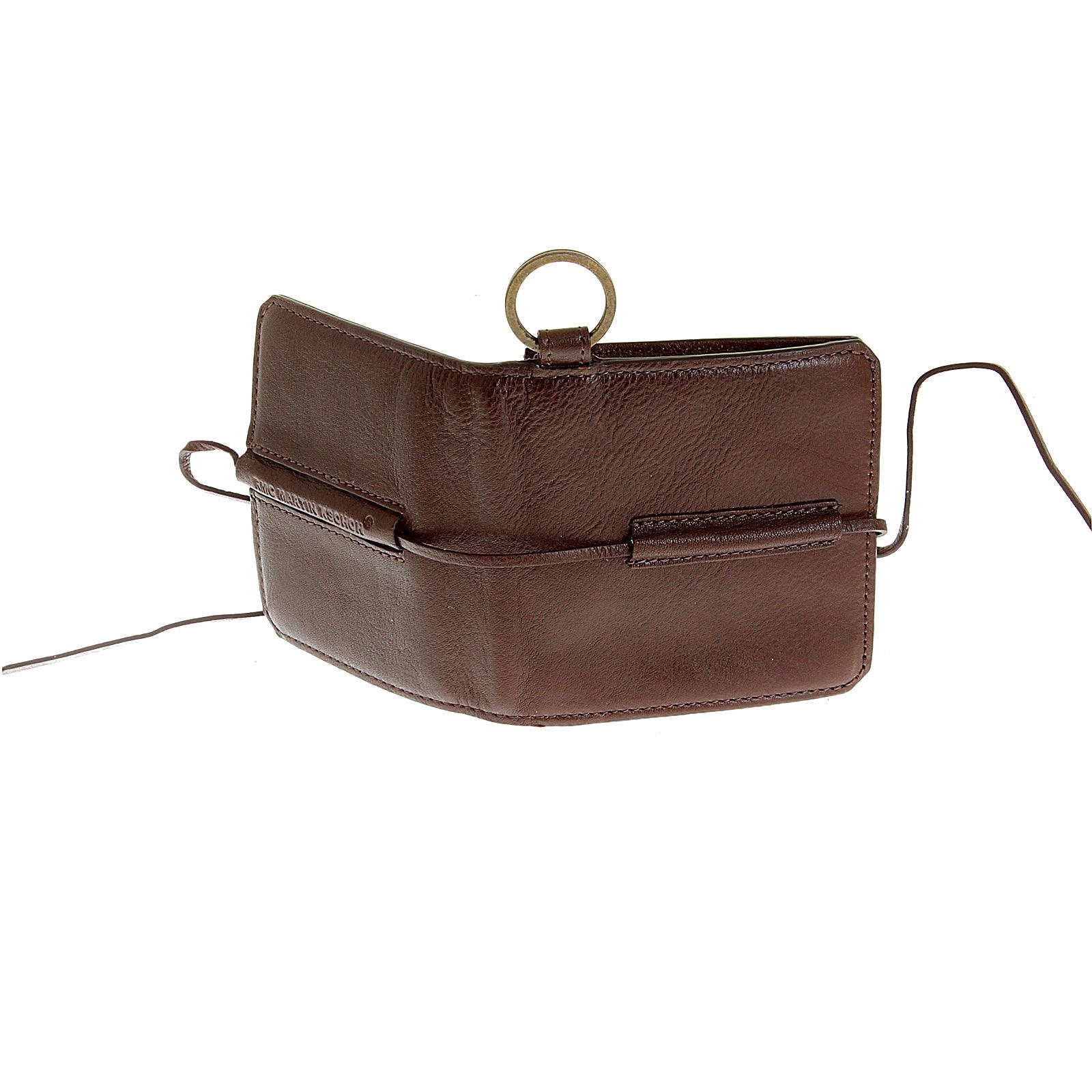 RMC JEANS BROWN GRAIN ITALIAN LEATHER WALLET WITH SHOE LACE TIE CLOSURE FOR MEN REDM5727