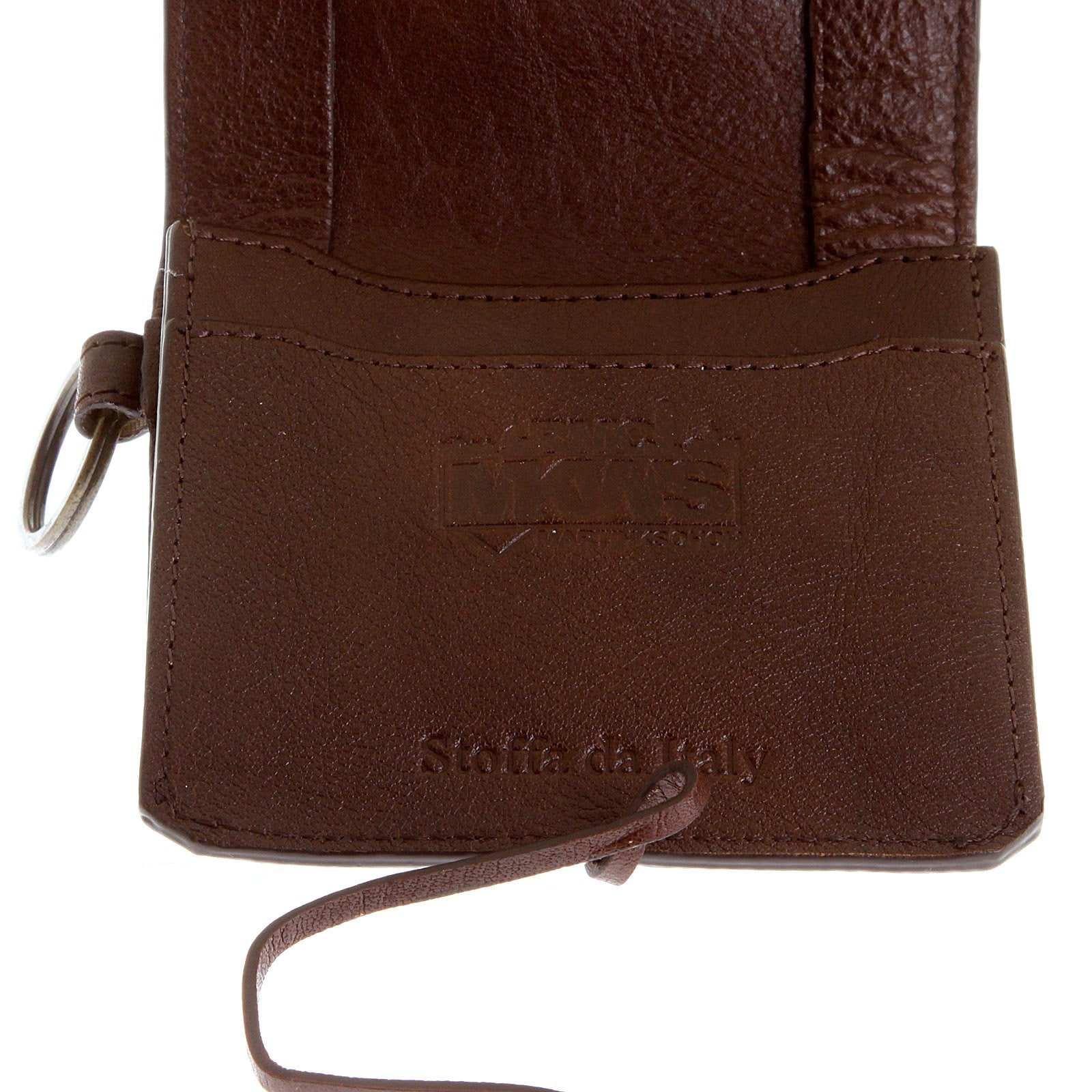 RMC JEANS BROWN GRAIN ITALIAN LEATHER WALLET WITH SHOE LACE TIE CLOSURE FOR MEN REDM5727