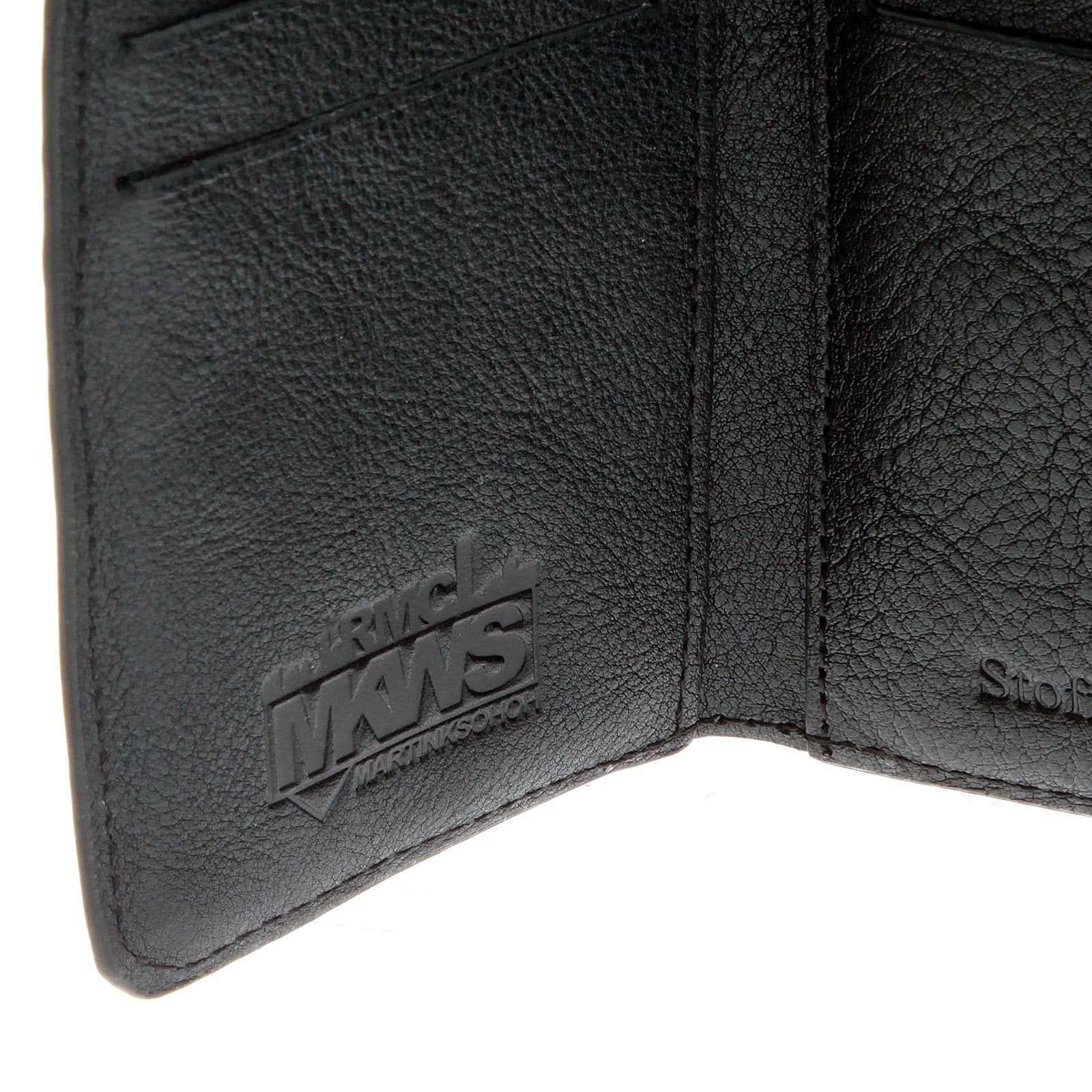 RMC JEANS ITALIAN GRAIN BLACK LEATHER 3 FOLD CREDIT CARD MINI WALLET FOR MEN REDM5731