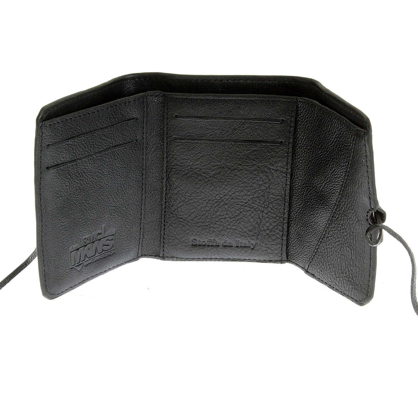 RMC JEANS ITALIAN GRAIN BLACK LEATHER 3 FOLD CREDIT CARD MINI WALLET FOR MEN REDM5731